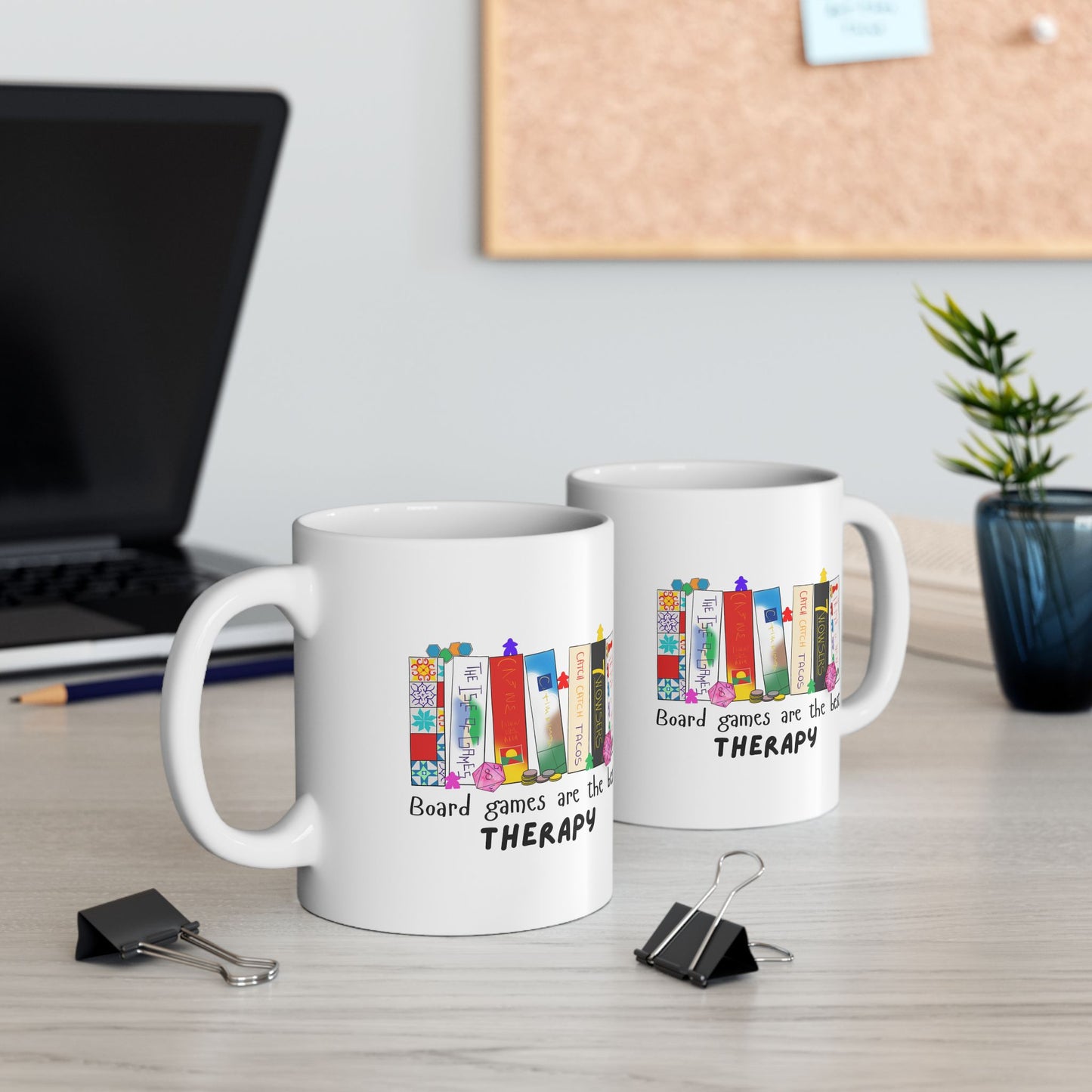 Board Games Therapy | Cute and Funny Ceramic Coffee Cup | Gaming Mug | 11oz/0.33 l