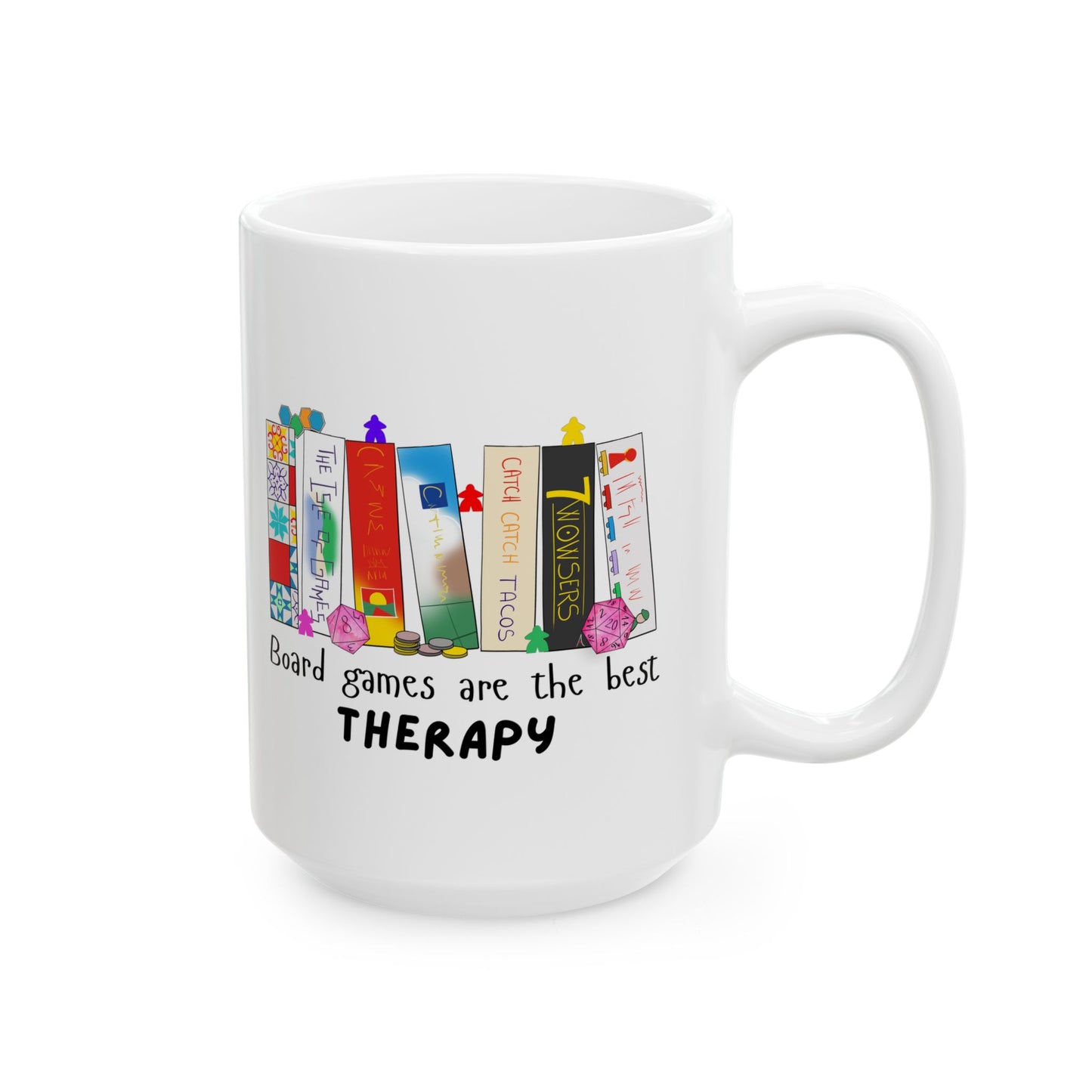 Board Games Therapy | Cute and Funny Ceramic Coffee Cup | Gaming Mug | 11oz/0.33 l