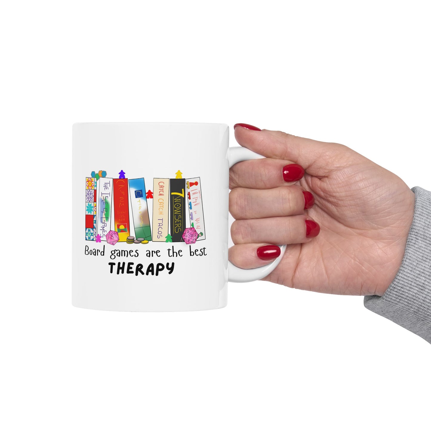 Board Games Therapy | Cute and Funny Ceramic Coffee Cup | Gaming Mug | 11oz/0.33 l