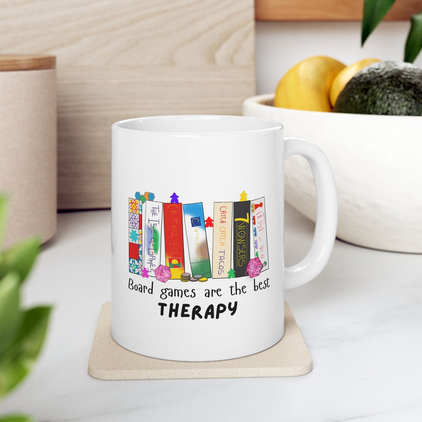 Board Games Therapy | Cute and Funny Ceramic Coffee Cup | Gaming Mug | 11oz/0.33 l