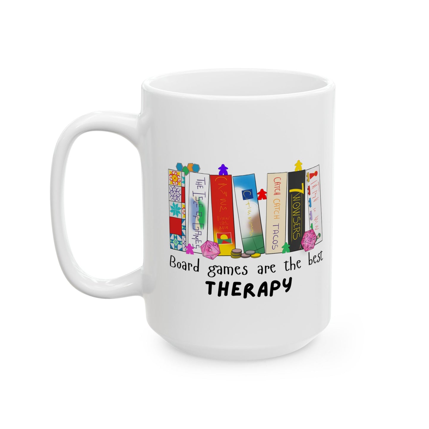 Board Games Therapy | Cute and Funny Ceramic Coffee Cup | Gaming Mug | 11oz/0.33 l