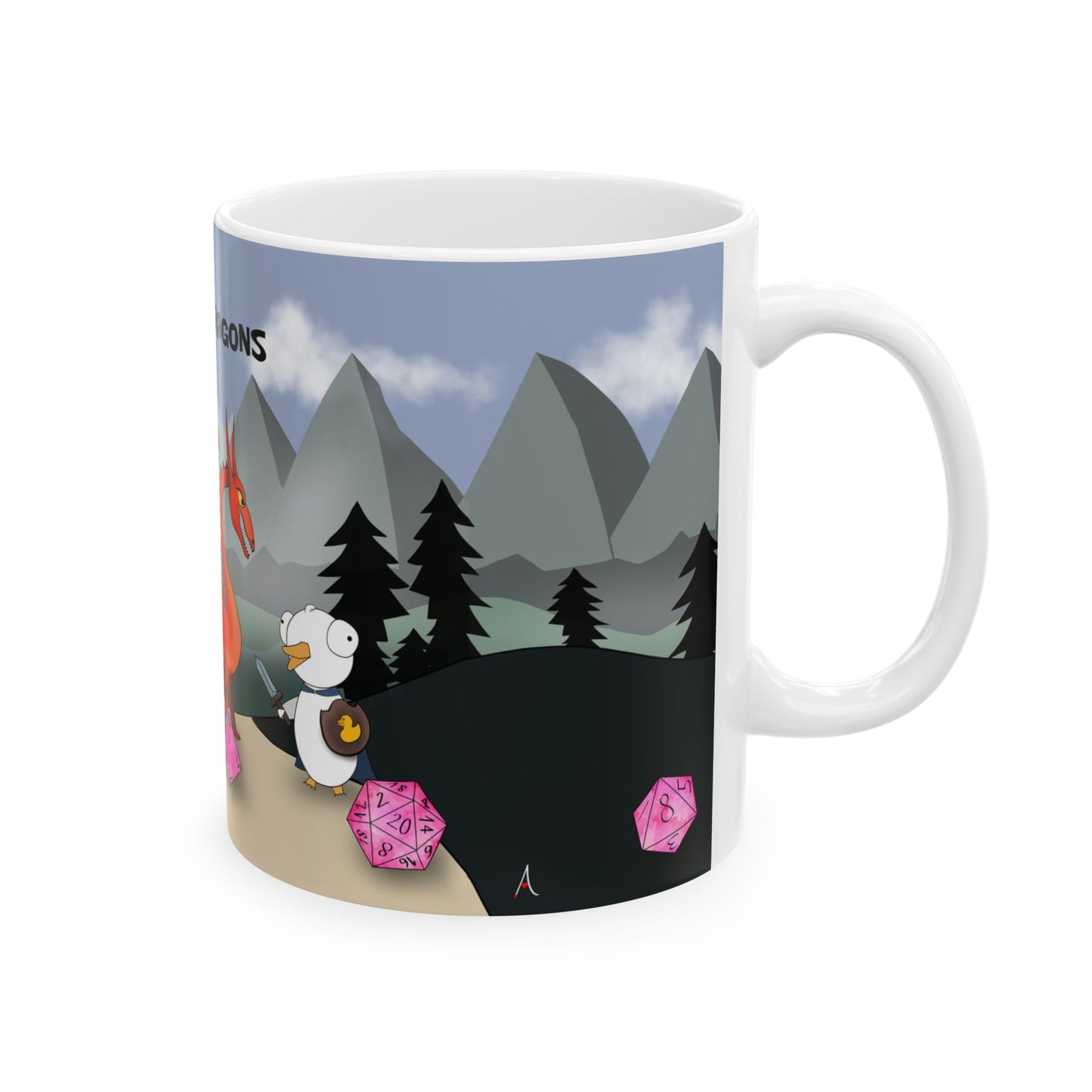 D&D Ducks And Dragons | Cute and Funny Ceramic Coffee Cup | Dippy Duck Mug | 11oz/0.33 l