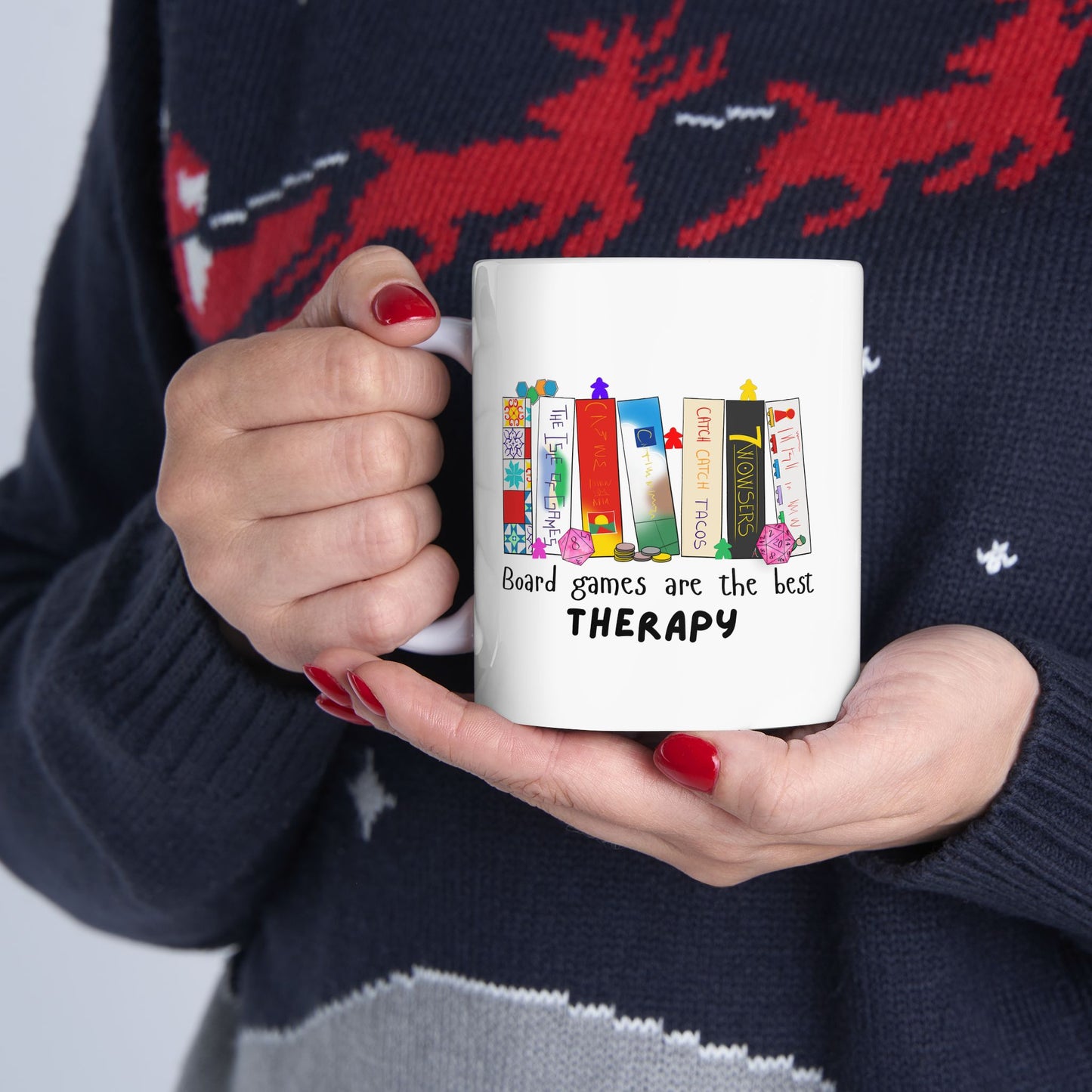 Board Games Therapy | Cute and Funny Ceramic Coffee Cup | Gaming Mug | 11oz/0.33 l