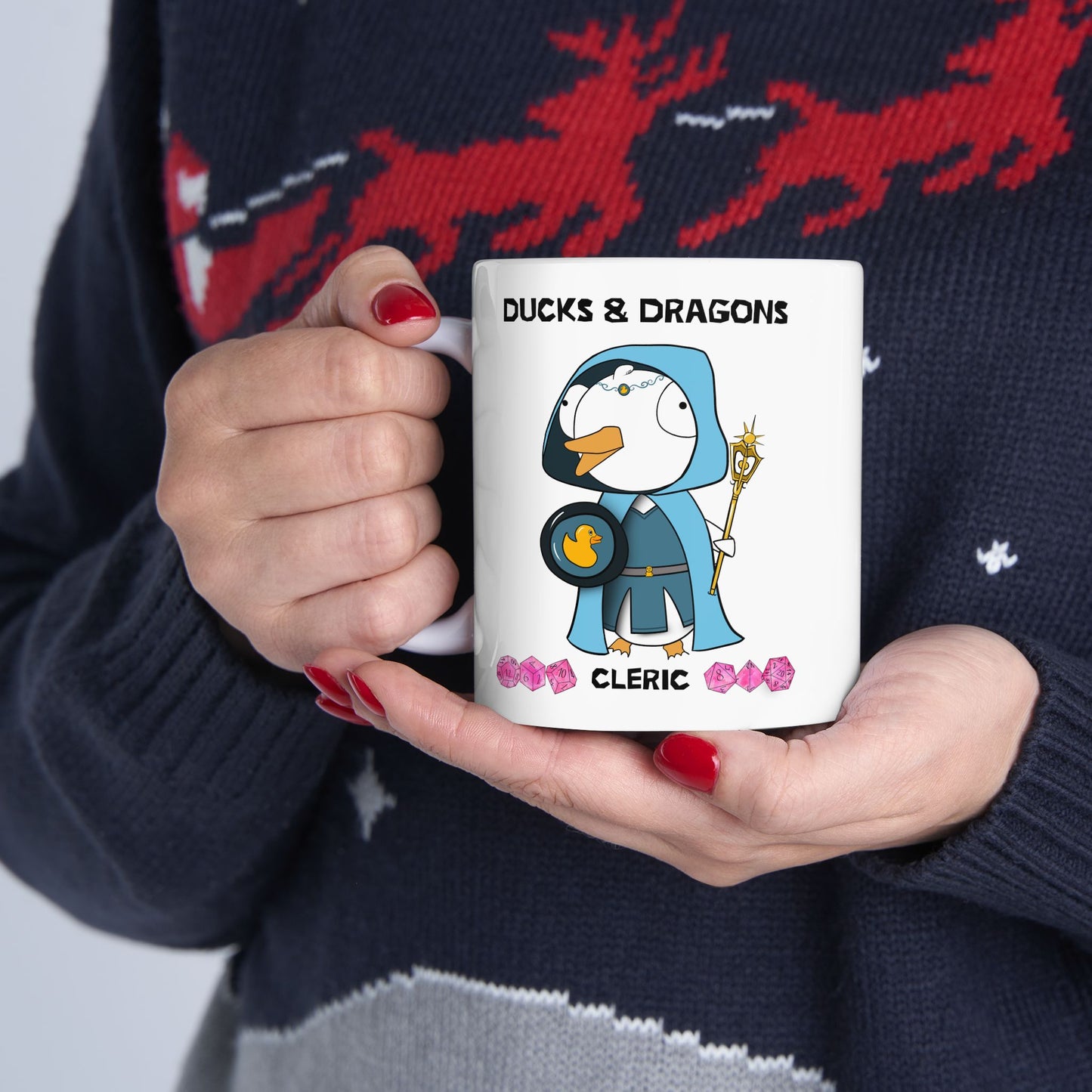 D&D Ducks And Dragons Cleric | Cleric Class Mug | Dungeons and Dragons Mug | | Cute and Funny Ceramic Coffee Cup | 11oz/0.33 l