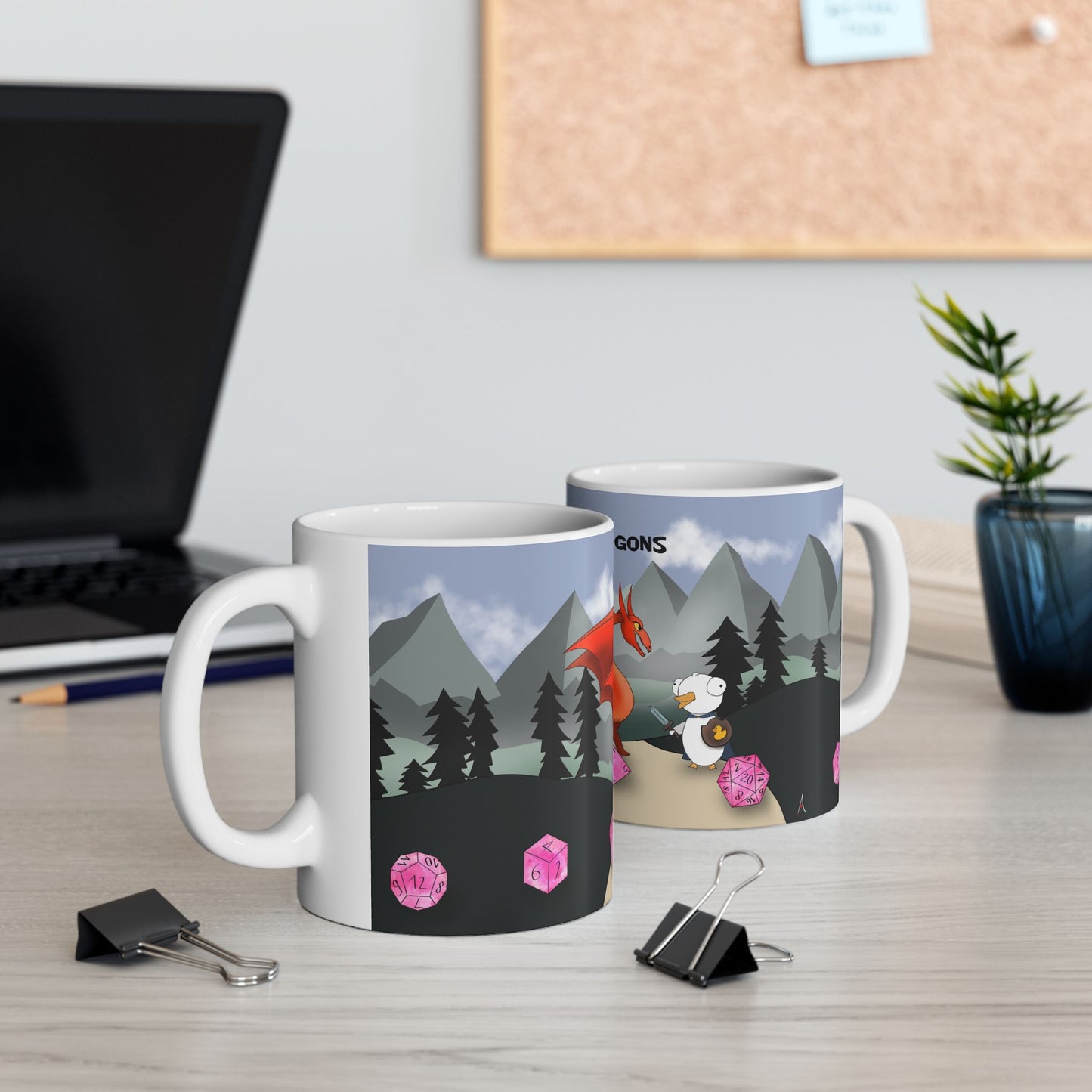 D&D Ducks And Dragons | Cute and Funny Ceramic Coffee Cup | Dippy Duck Mug | 11oz/0.33 l