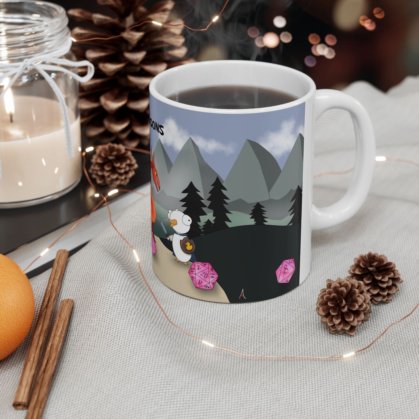 D&D Ducks And Dragons | Cute and Funny Ceramic Coffee Cup | Dippy Duck Mug | 11oz/0.33 l