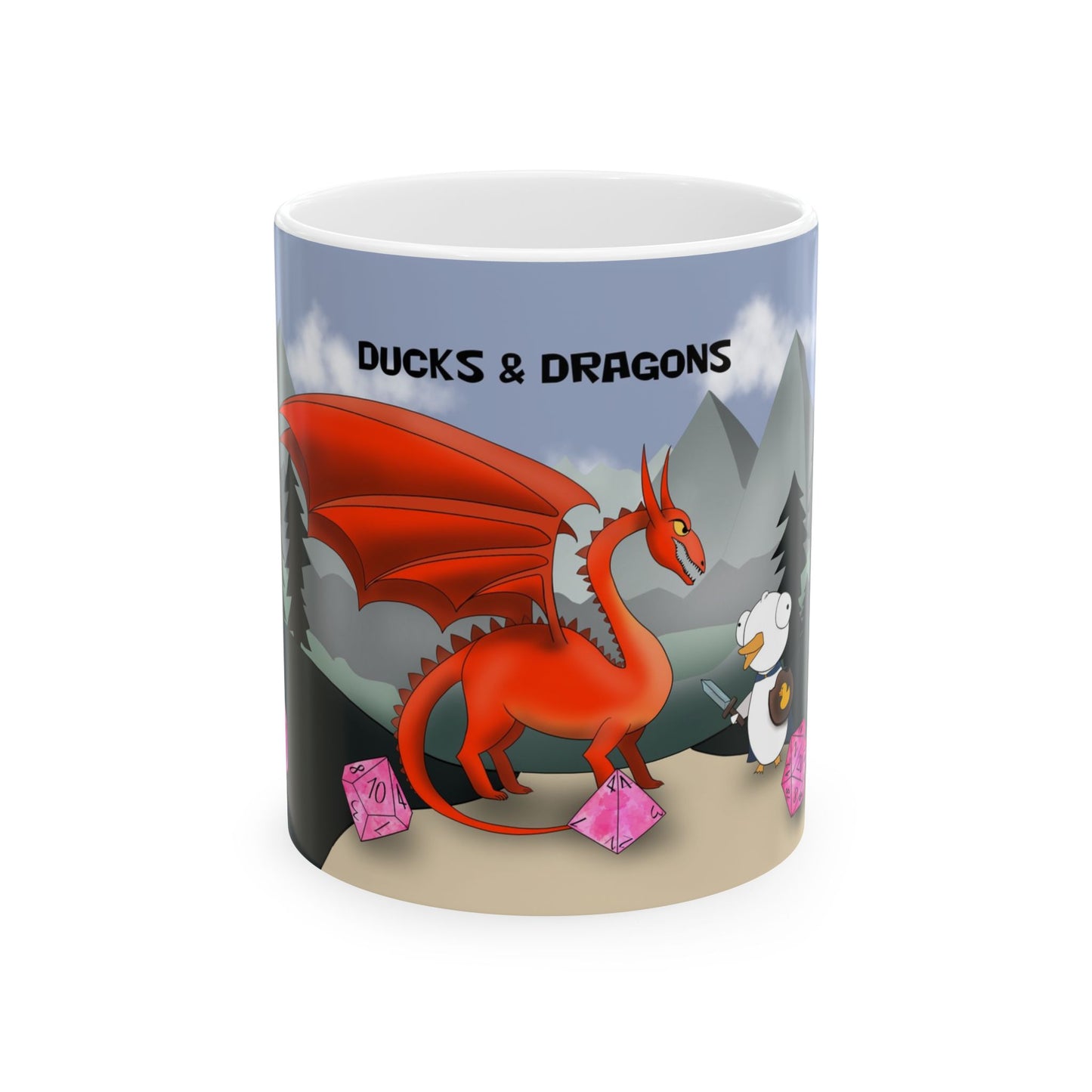 D&D Ducks And Dragons | Cute and Funny Ceramic Coffee Cup | Dippy Duck Mug | 11oz/0.33 l