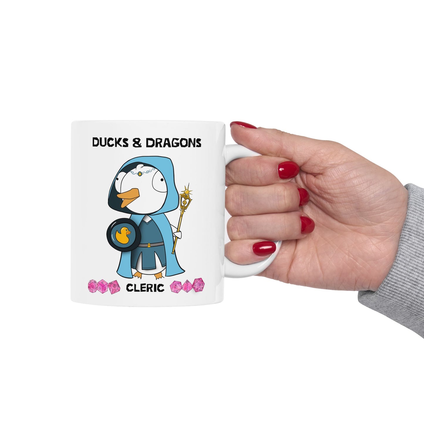 D&D Ducks And Dragons Cleric | Cleric Class Mug | Dungeons and Dragons Mug | | Cute and Funny Ceramic Coffee Cup | 11oz/0.33 l