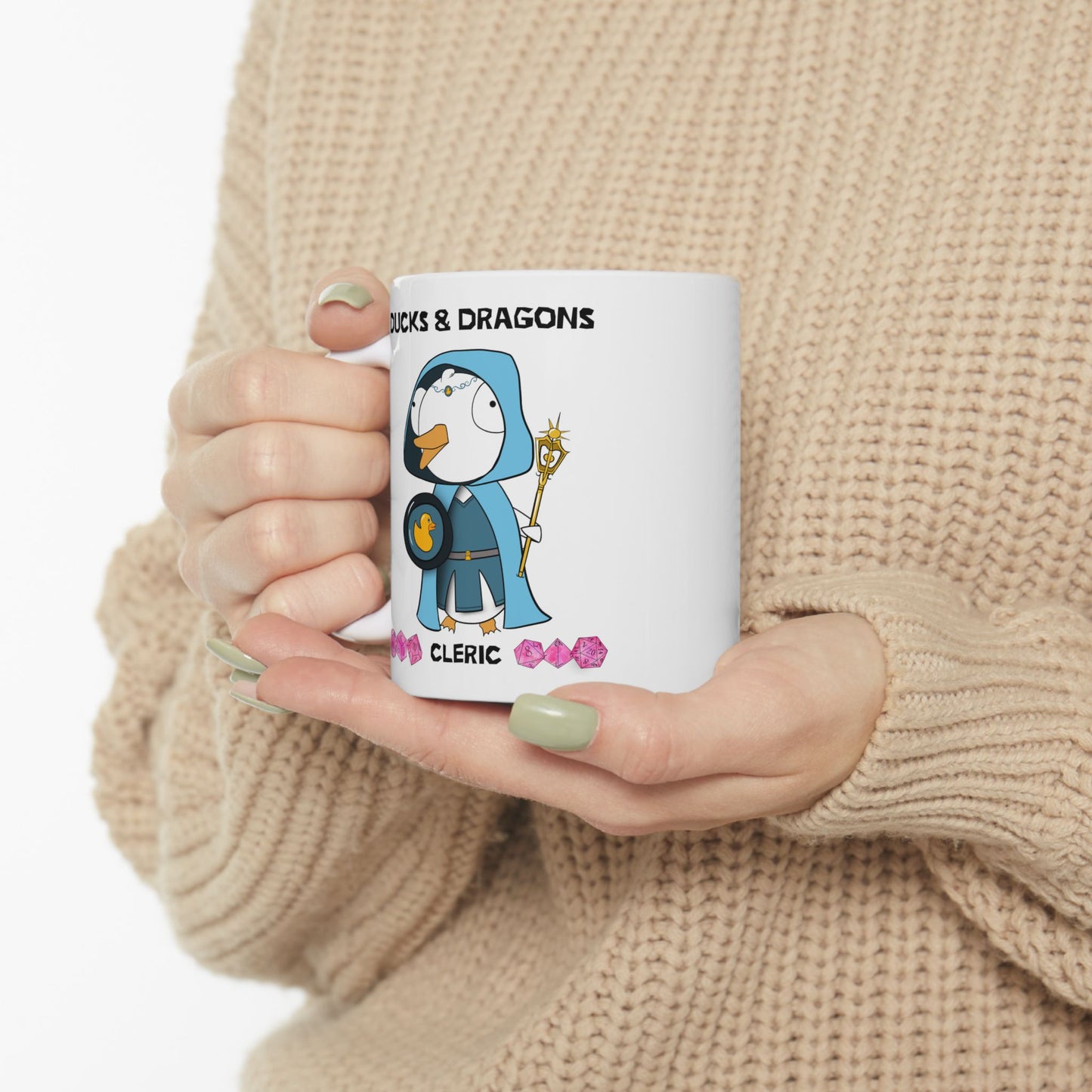 D&D Ducks And Dragons Cleric | Cleric Class Mug | Dungeons and Dragons Mug | | Cute and Funny Ceramic Coffee Cup | 11oz/0.33 l
