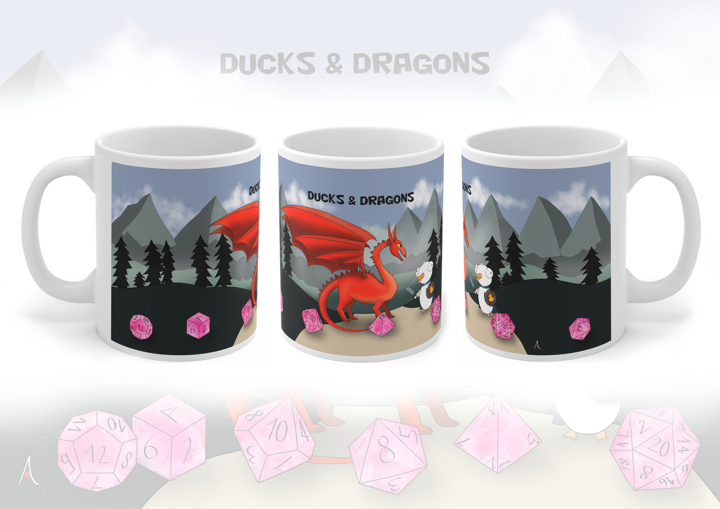 D&D Ducks And Dragons | Cute and Funny Ceramic Coffee Cup | Dippy Duck Mug | 11oz/0.33 l