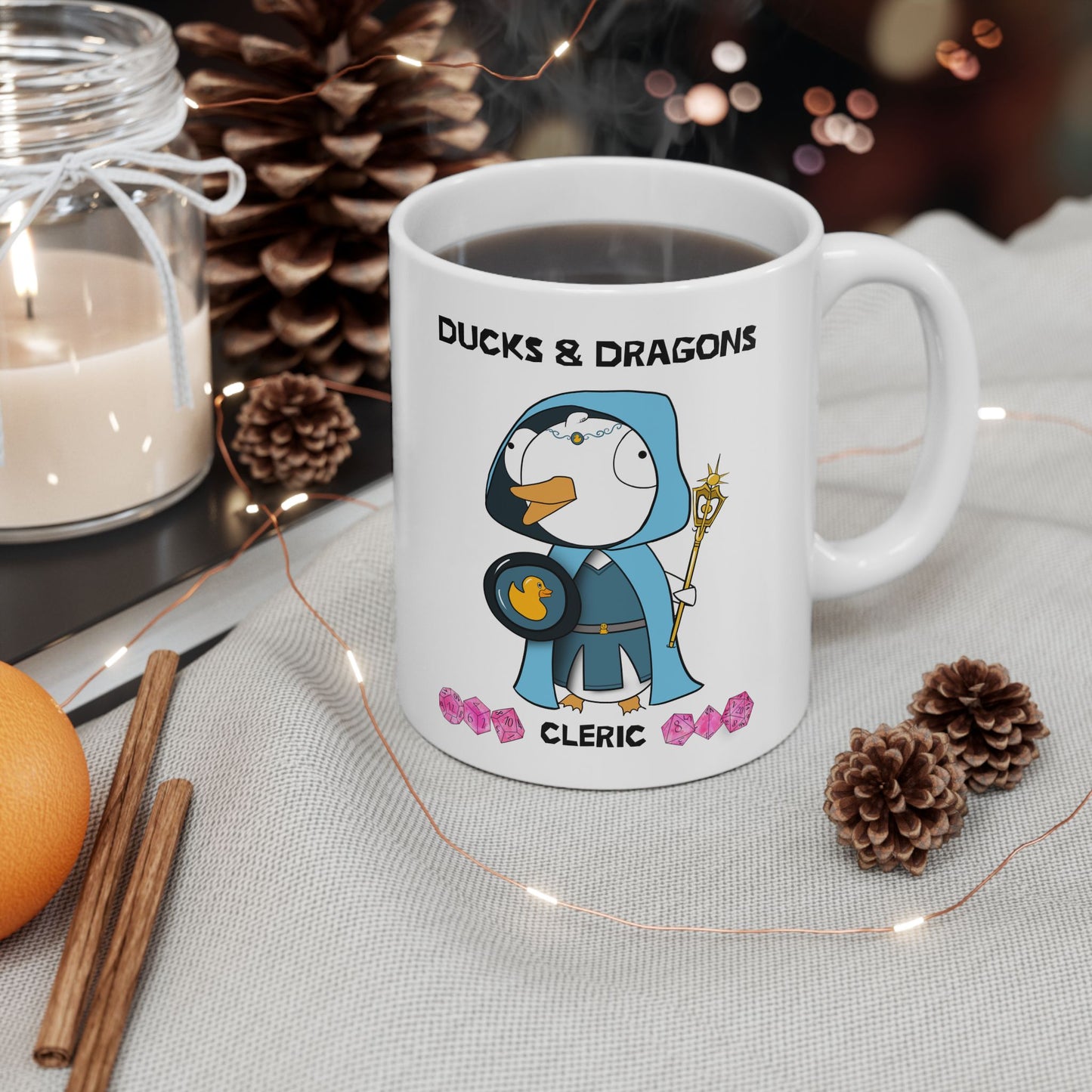 D&D Ducks And Dragons Cleric | Cleric Class Mug | Dungeons and Dragons Mug | | Cute and Funny Ceramic Coffee Cup | 11oz/0.33 l
