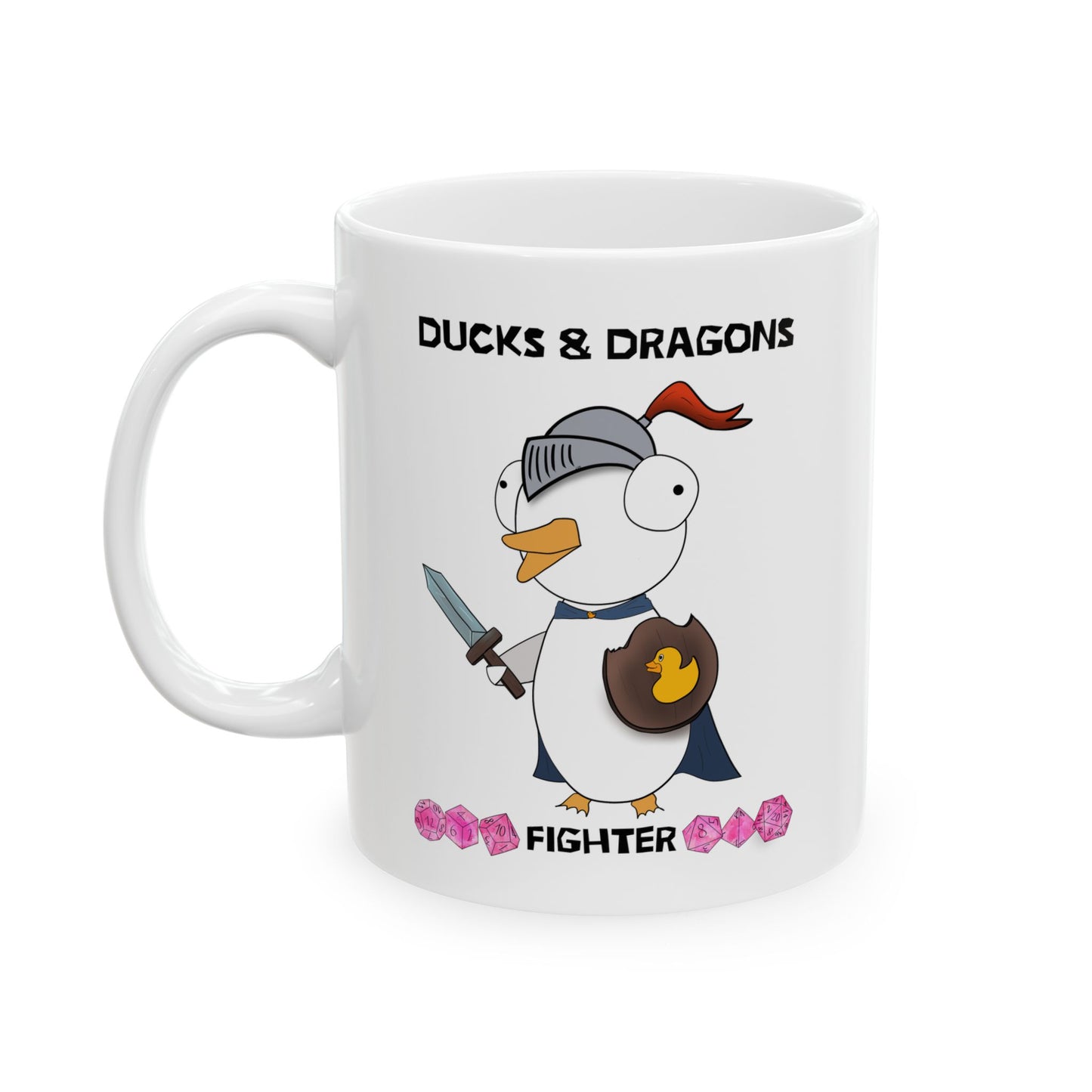 D&D Ducks And Dragons Fighter | Fighter Class Mug | Dungeons and Dragons Mug | | Cute and Funny Ceramic Coffee Cup | 11oz/0.33 l