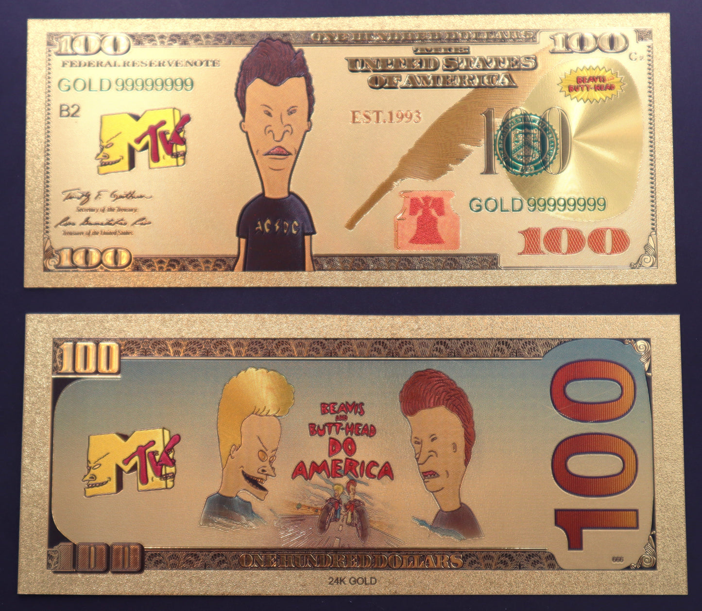 Beavis and Butt-Head Collectible Golden Foil Banknotes