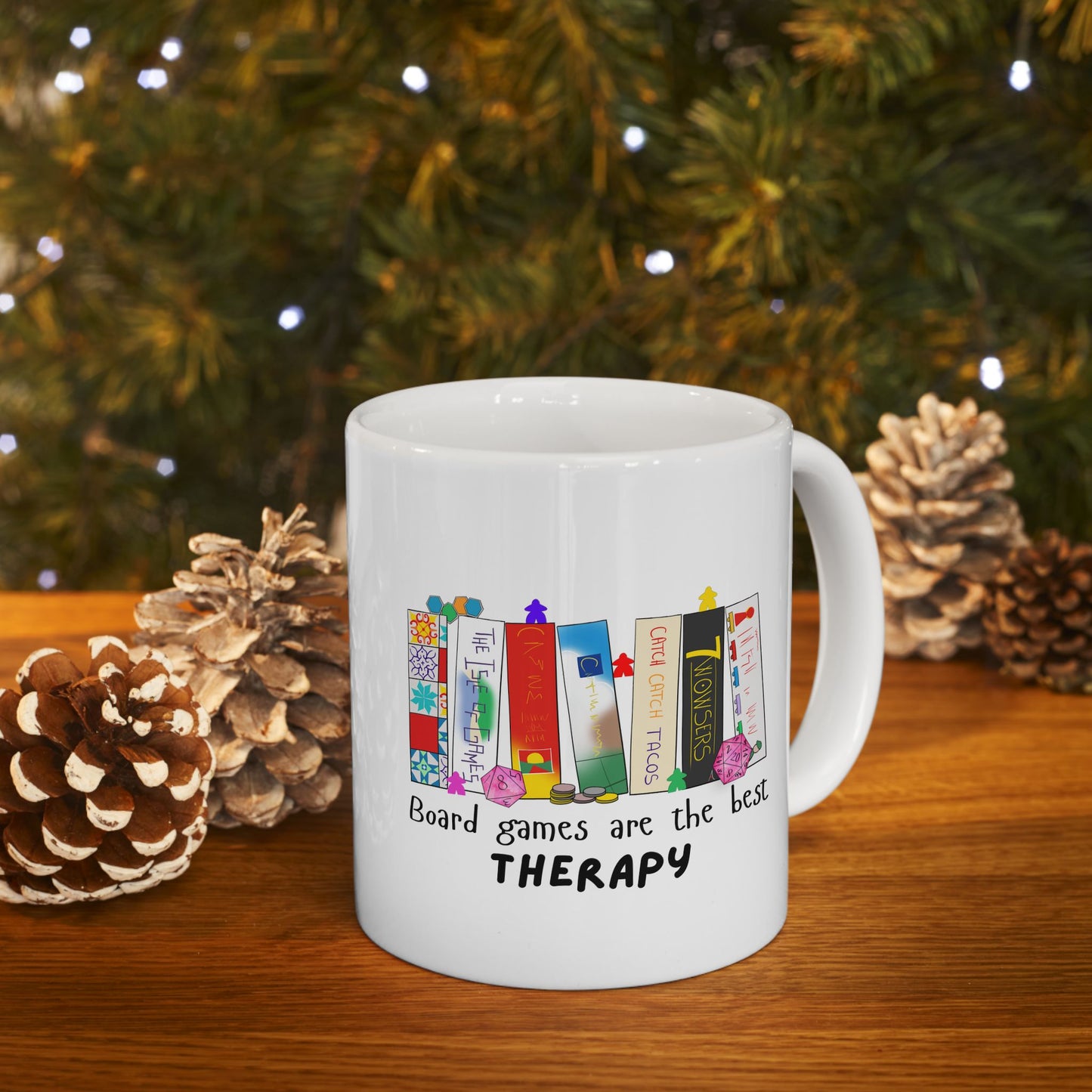 Board Games Therapy | Cute and Funny Ceramic Coffee Cup | Gaming Mug | 11oz/0.33 l