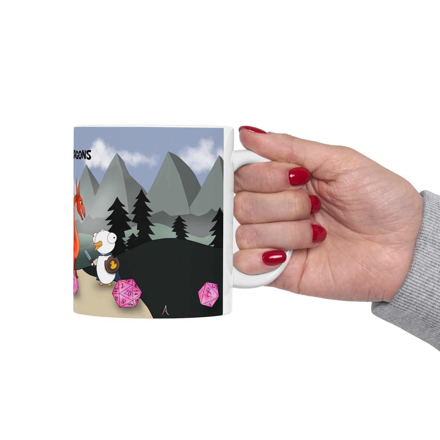 D&D Ducks And Dragons | Cute and Funny Ceramic Coffee Cup | Dippy Duck Mug | 11oz/0.33 l