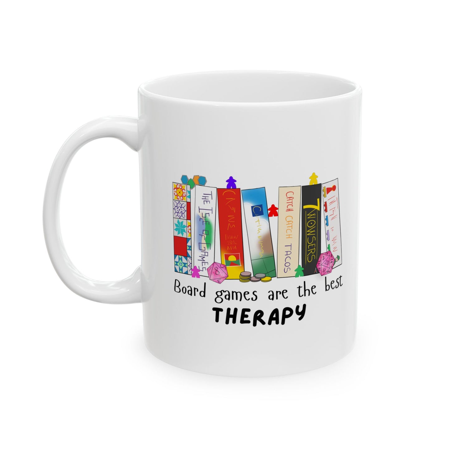 Board Games Therapy | Cute and Funny Ceramic Coffee Cup | Gaming Mug | 11oz/0.33 l