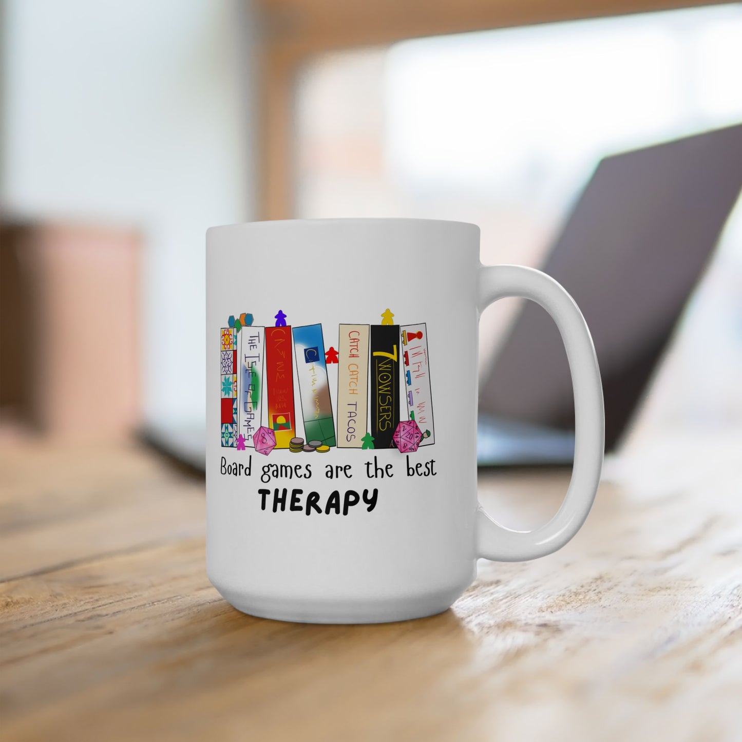 Board Games Therapy | Cute and Funny Ceramic Coffee Cup | Gaming Mug | 11oz/0.33 l