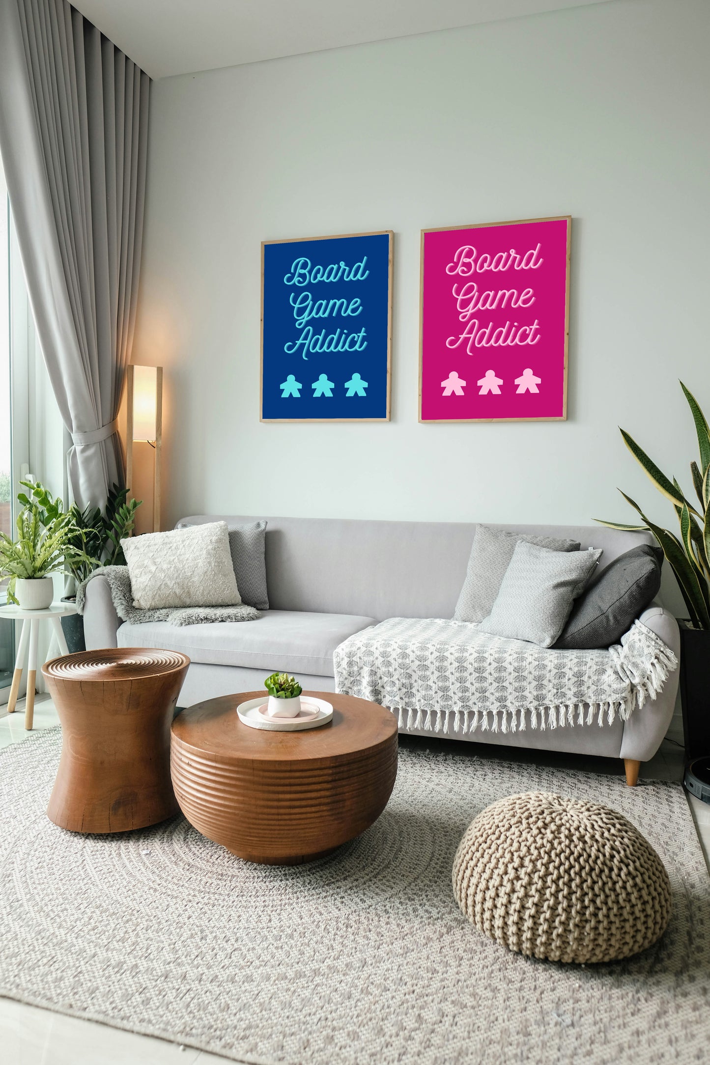 Board Games Addict | Funny Gaming Wall Art Print | Funny Home Decor Poster| Blue Games Room Sign | Game lover | Rolled Poster