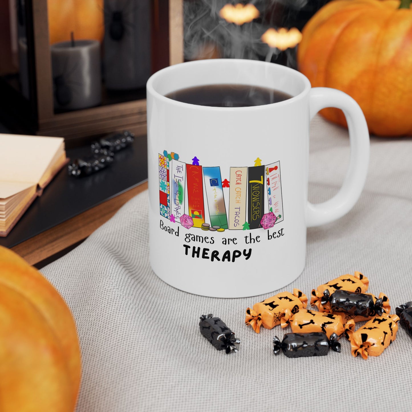 Board Games Therapy | Cute and Funny Ceramic Coffee Cup | Gaming Mug | 11oz/0.33 l