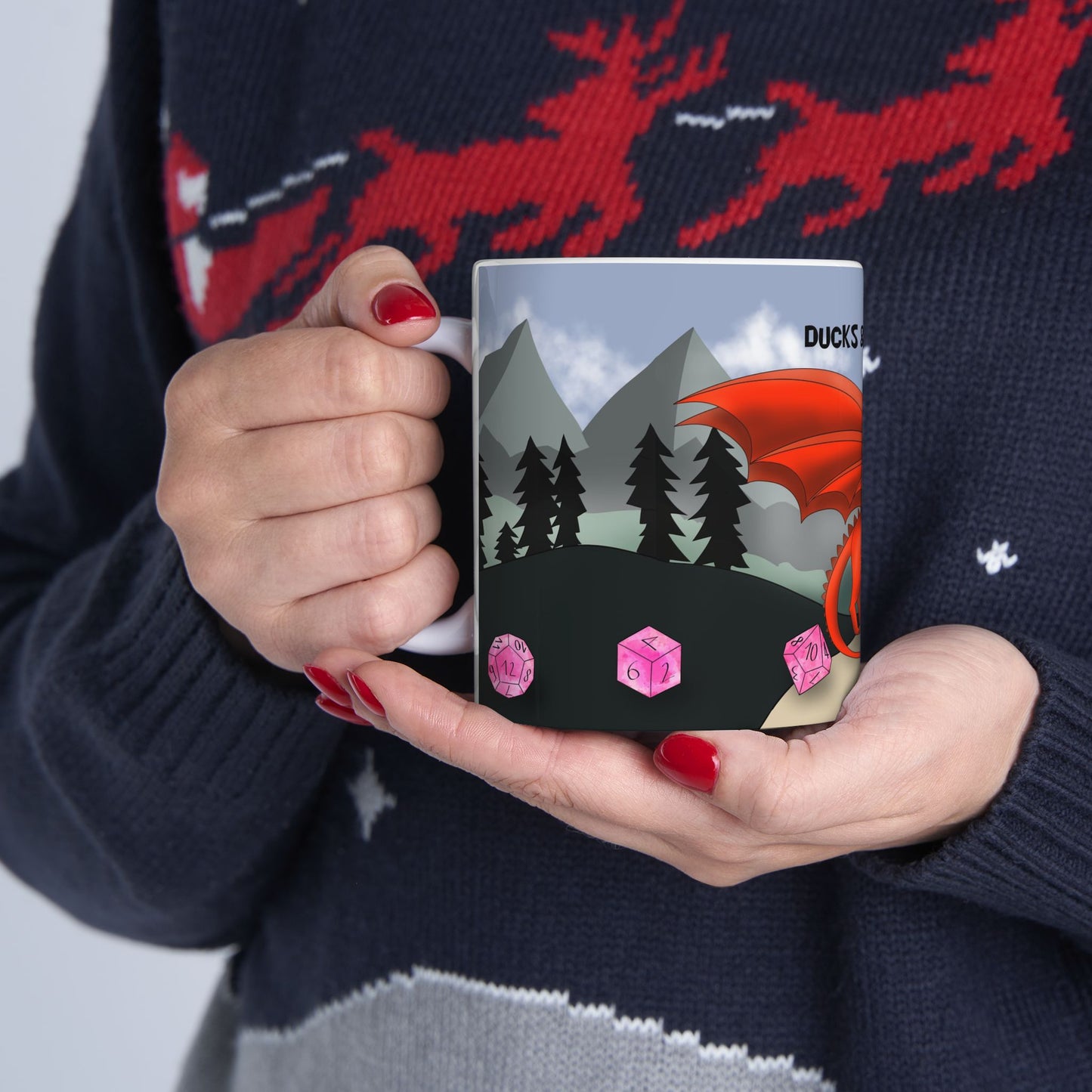 D&D Ducks And Dragons | Cute and Funny Ceramic Coffee Cup | Dippy Duck Mug | 11oz/0.33 l