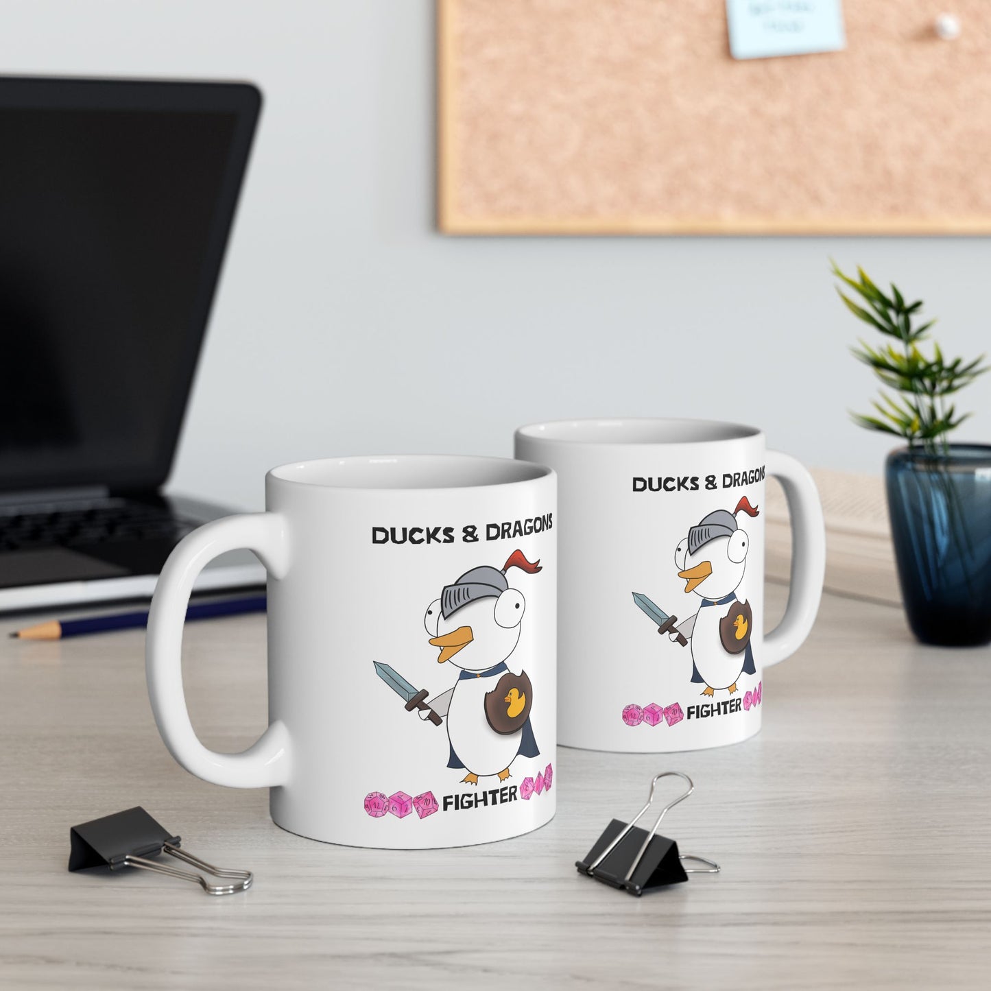 D&D Ducks And Dragons Fighter | Fighter Class Mug | Dungeons and Dragons Mug | | Cute and Funny Ceramic Coffee Cup | 11oz/0.33 l