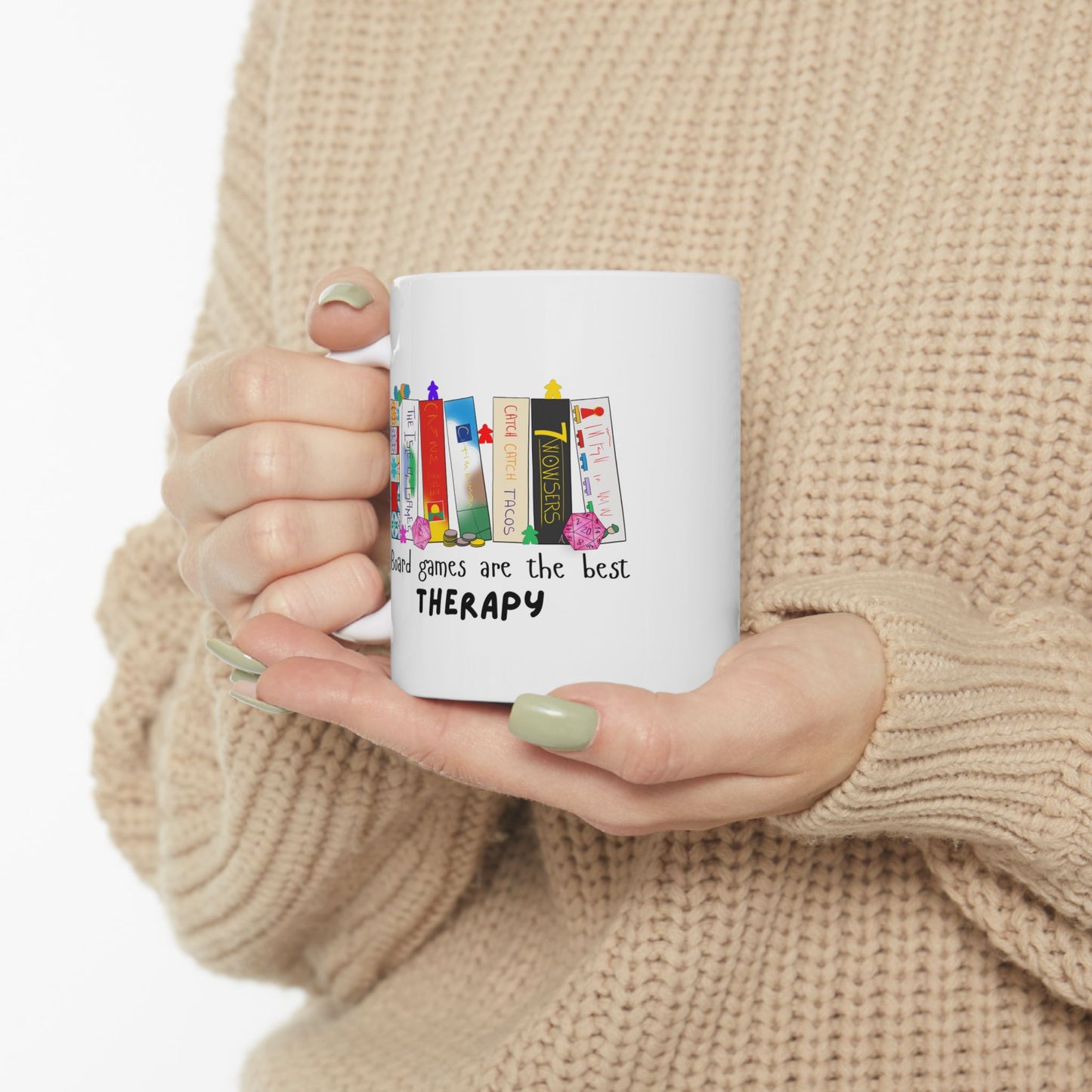 Board Games Therapy | Cute and Funny Ceramic Coffee Cup | Gaming Mug | 11oz/0.33 l