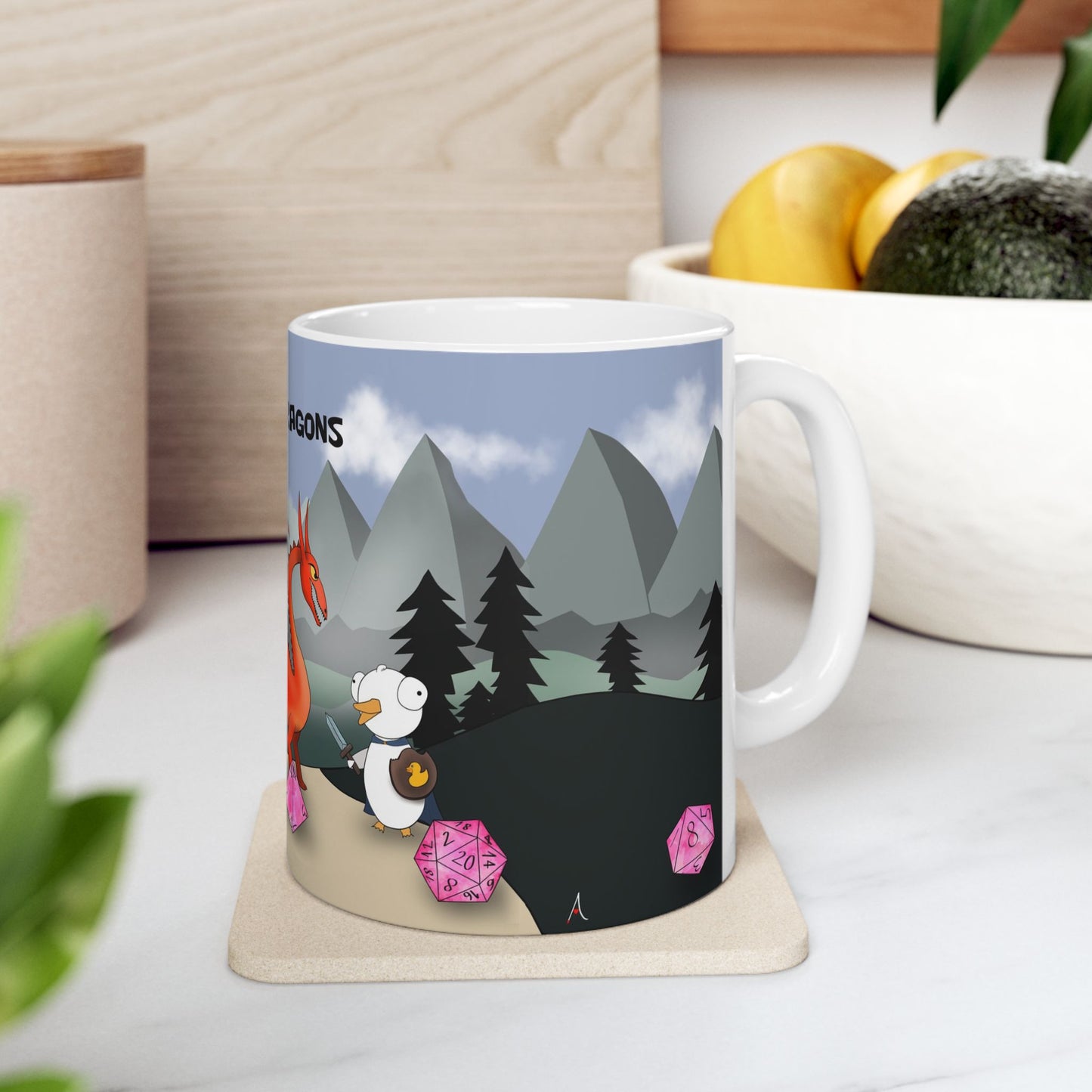 D&D Ducks And Dragons | Cute and Funny Ceramic Coffee Cup | Dippy Duck Mug | 11oz/0.33 l
