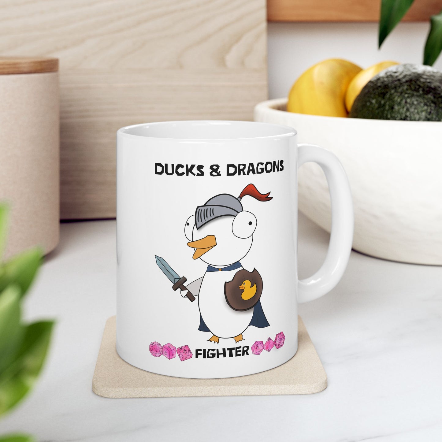 D&D Ducks And Dragons Fighter | Fighter Class Mug | Dungeons and Dragons Mug | | Cute and Funny Ceramic Coffee Cup | 11oz/0.33 l