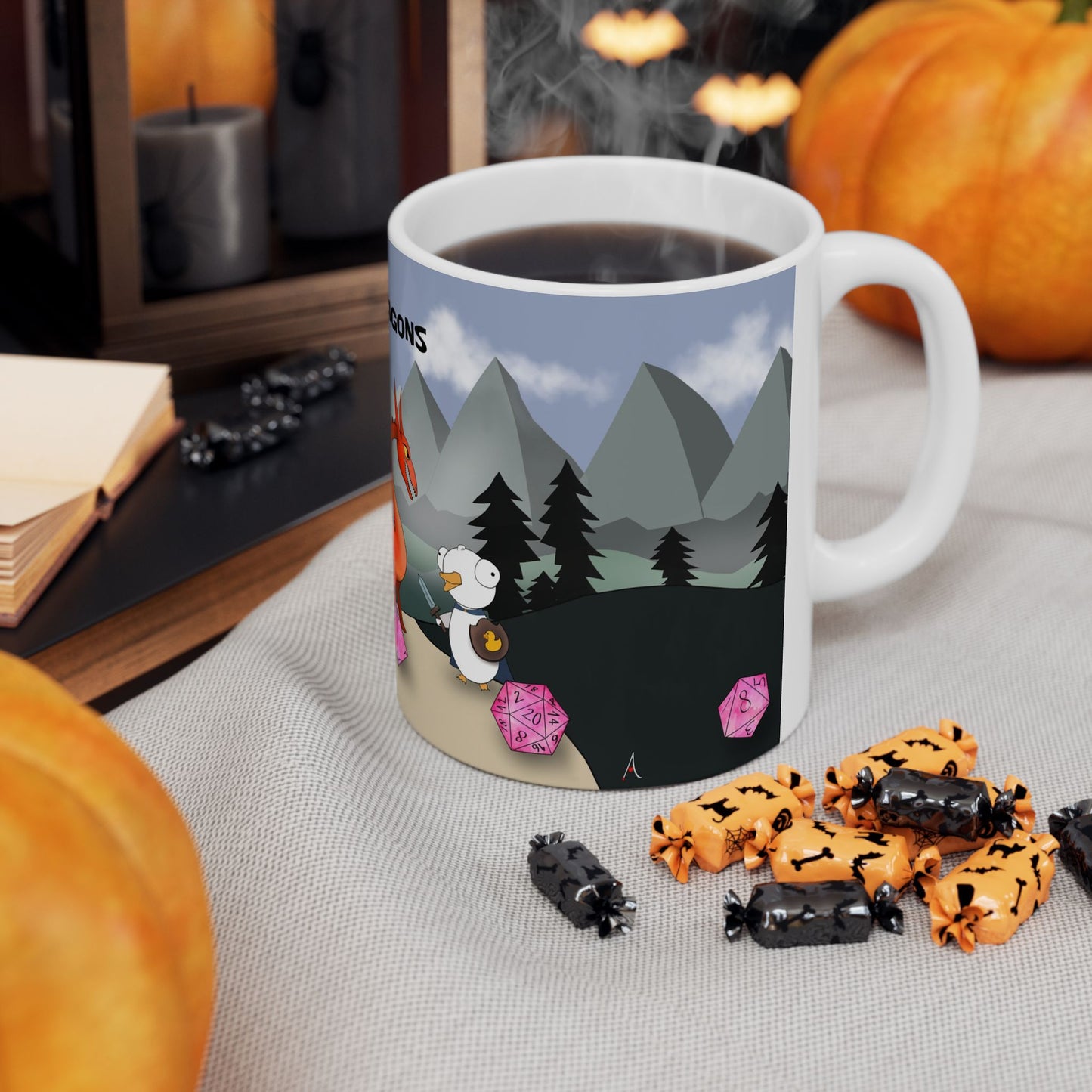 D&D Ducks And Dragons | Cute and Funny Ceramic Coffee Cup | Dippy Duck Mug | 11oz/0.33 l