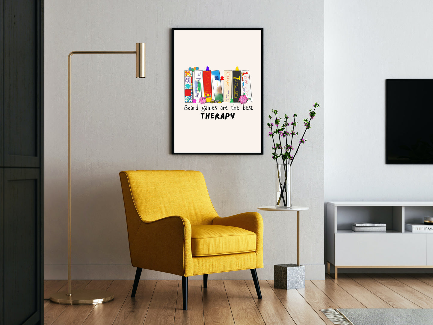 Board Games Therapy | Funny Gaming Wall Art Print | Funny Home Decor Poster| Games Room Sign | Game lover | Rolled Poster