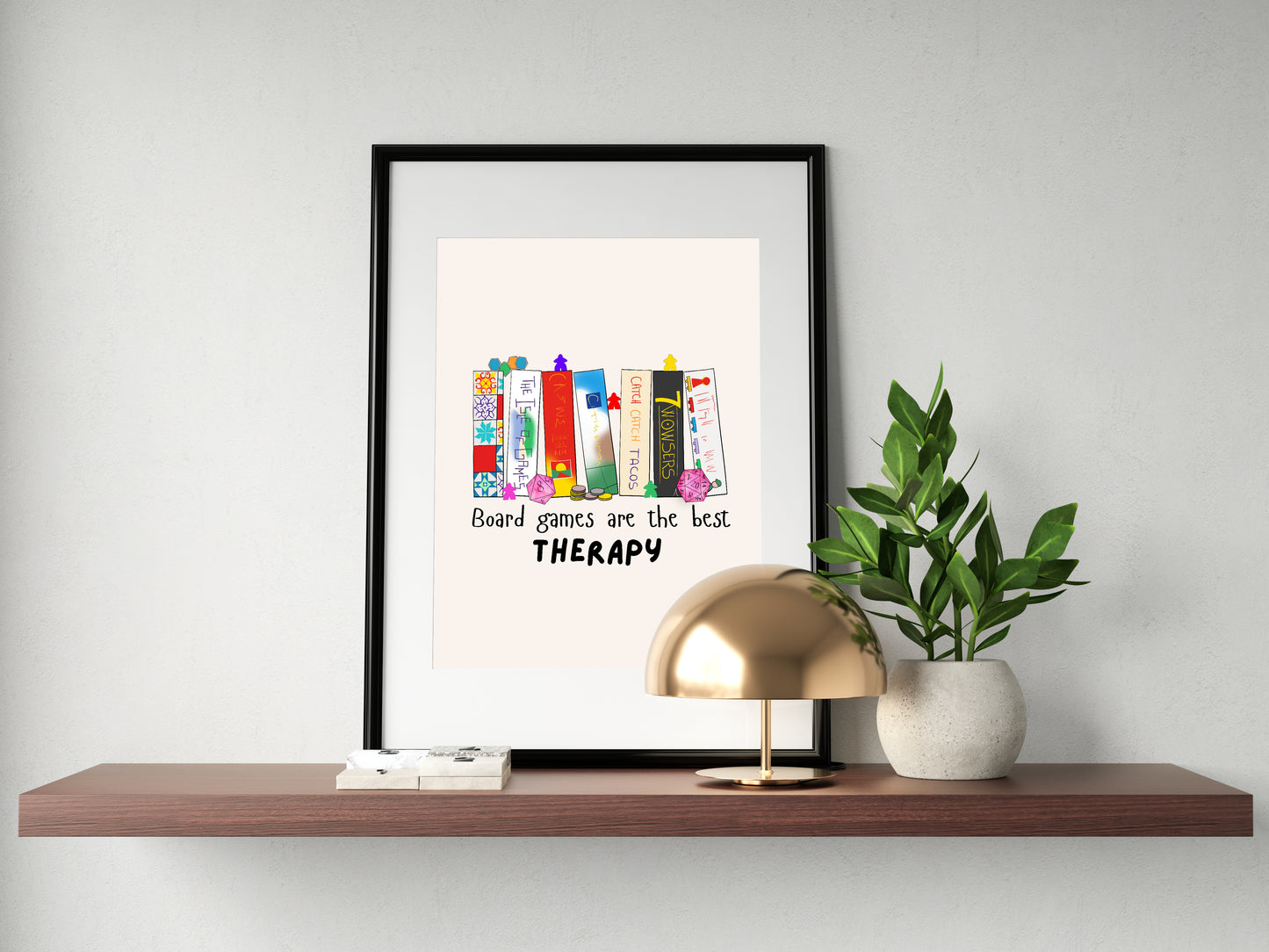 Board Games Therapy | Funny Gaming Wall Art Print | Funny Home Decor Poster| Games Room Sign | Game lover | Rolled Poster