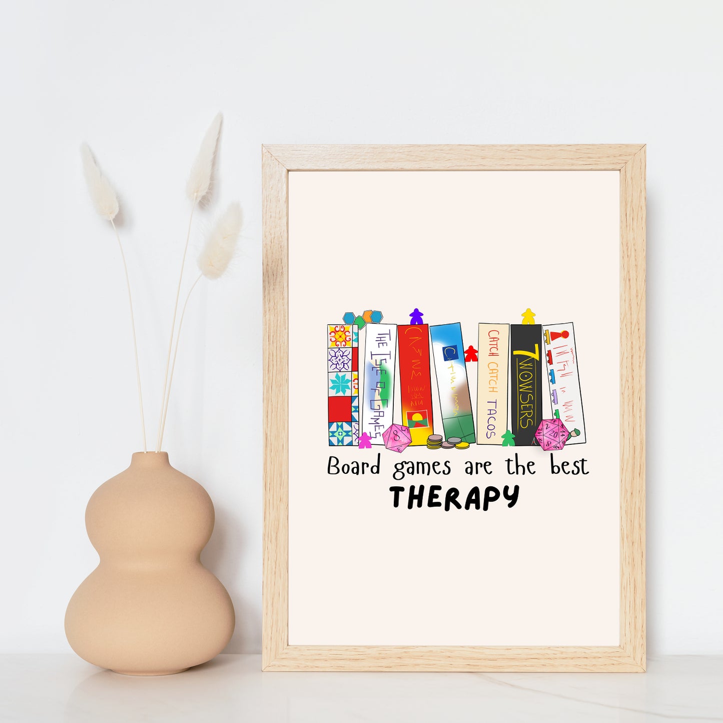 Board Games Therapy | Funny Gaming Wall Art Print | Funny Home Decor Poster| Games Room Sign | Game lover | Rolled Poster