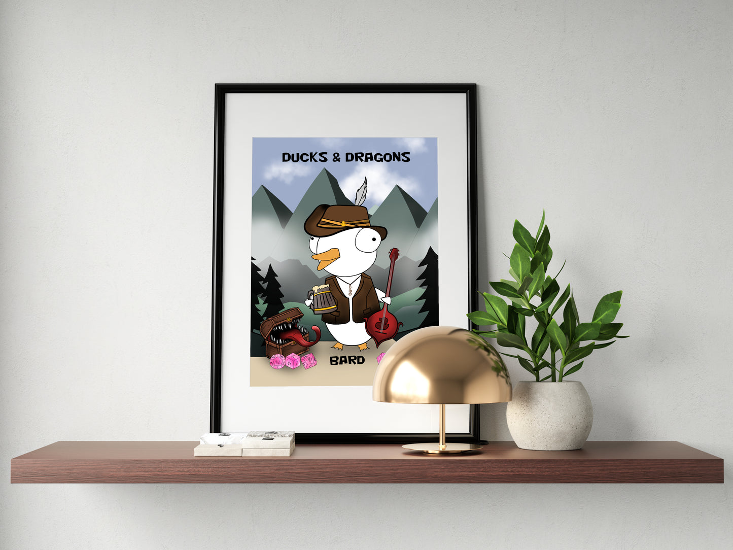 D&D Ducks And Dragons Bard | Funny DnD Wall Art Print | Funny Home Decor Poster| Games Room Sign | Game lover | Rolled Poster