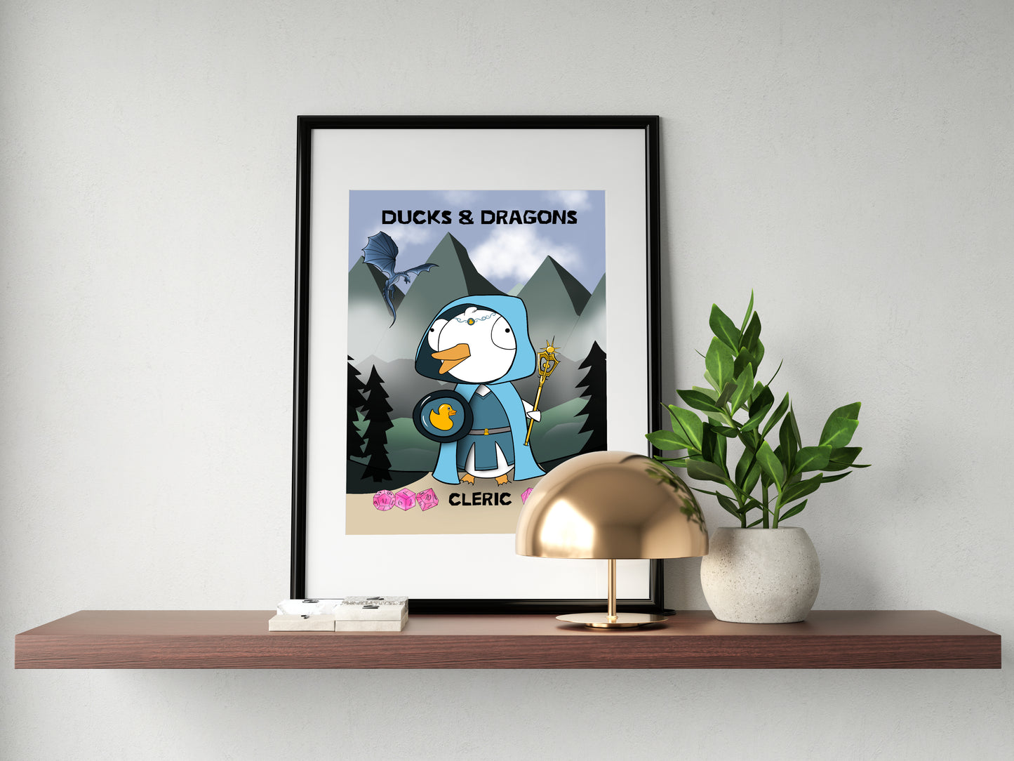 D&D Ducks And Dragons Cleric | Funny DnD Wall Art Print | Funny Home Decor Poster| Games Room Sign | Game lover | Rolled Poster