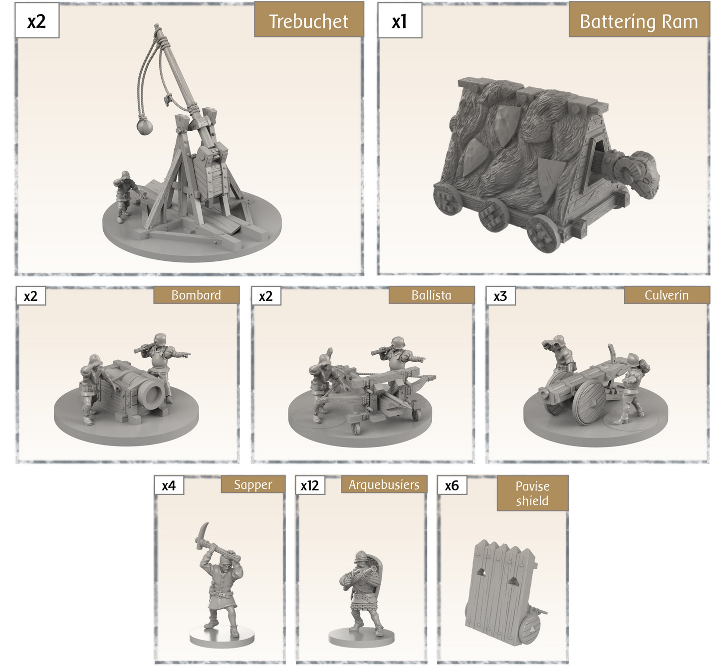 Time of Legends Joan of Arc Siege Equipment Expansion. Miniatures Only!