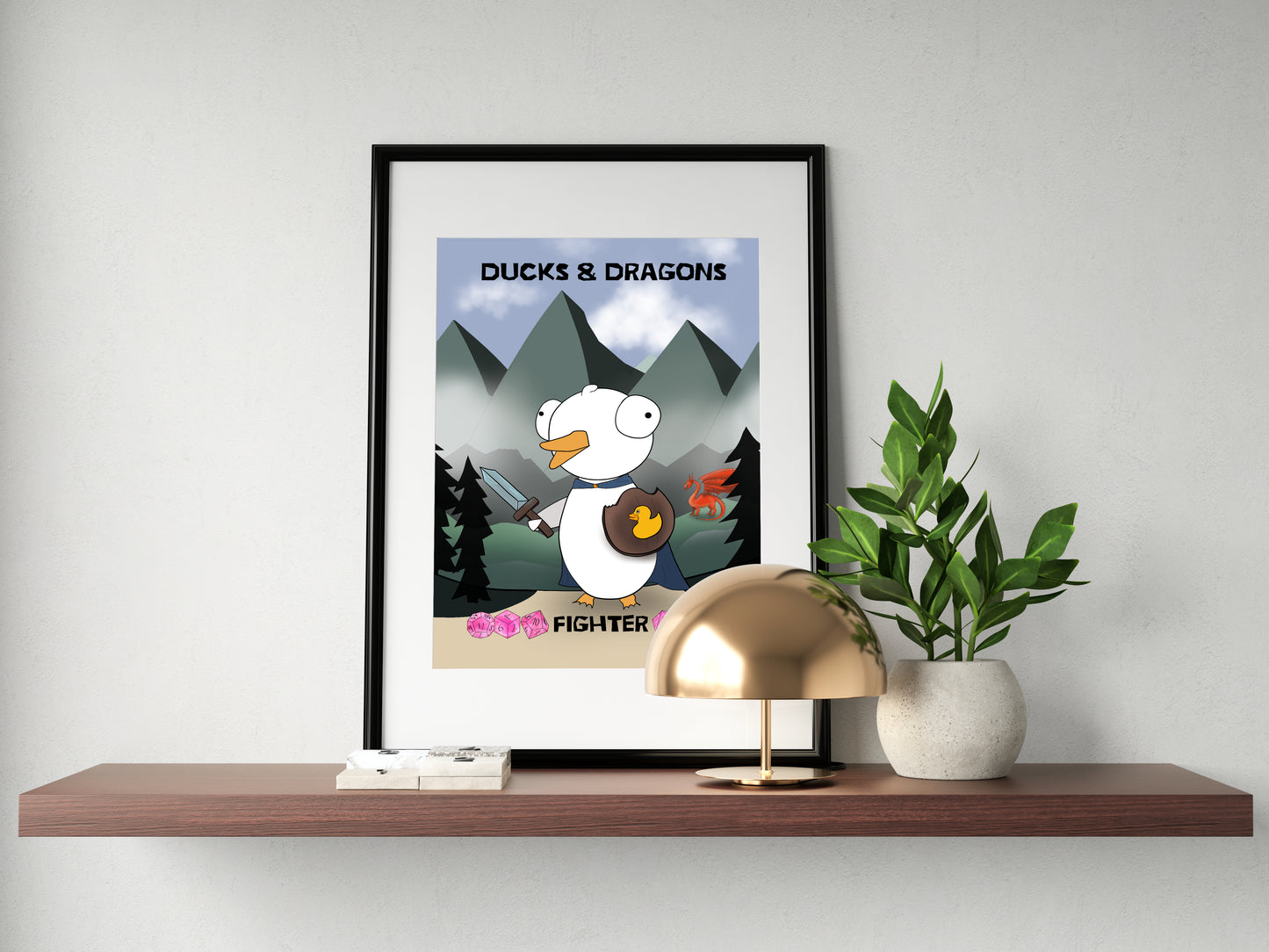 D&D Ducks And Dragons Fighter | Funny DnD Wall Art Print | Funny Home Decor Poster| Games Room Sign | Game lover | Rolled Poster
