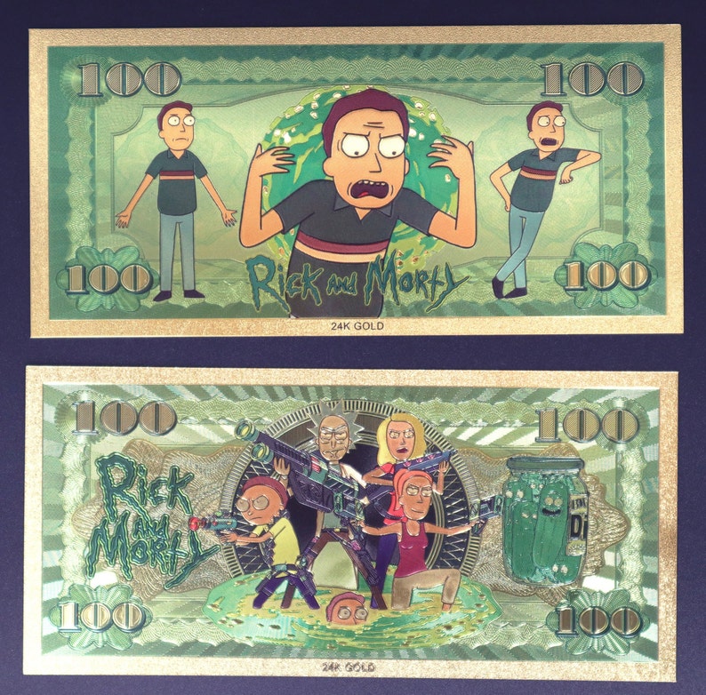 Rick and Morty Collectible Golden Foil Banknotes