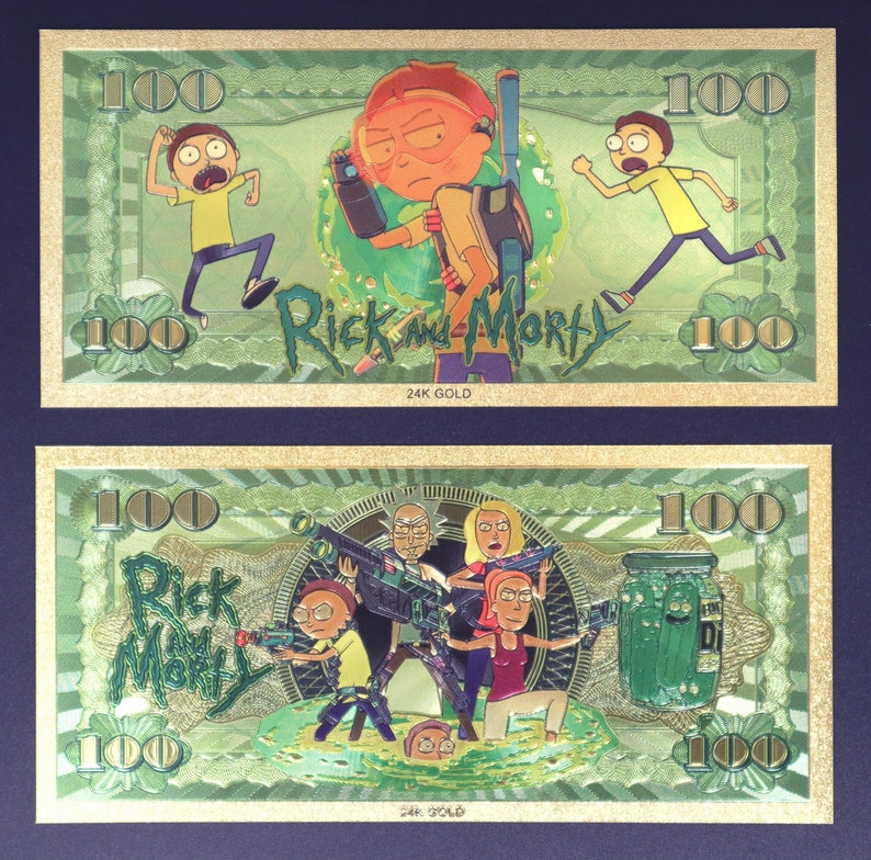 Rick and Morty Collectible Golden Foil Banknotes