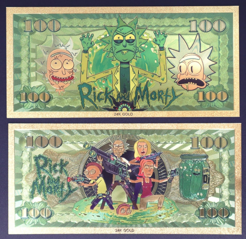 Rick and Morty Collectible Golden Foil Banknotes