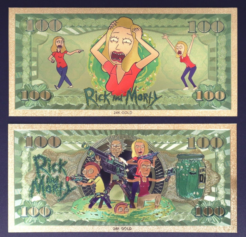 Rick and Morty Collectible Golden Foil Banknotes