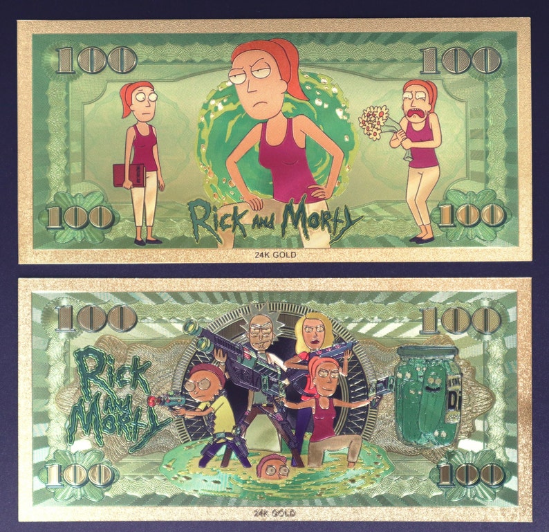 Rick and Morty Collectible Golden Foil Banknotes