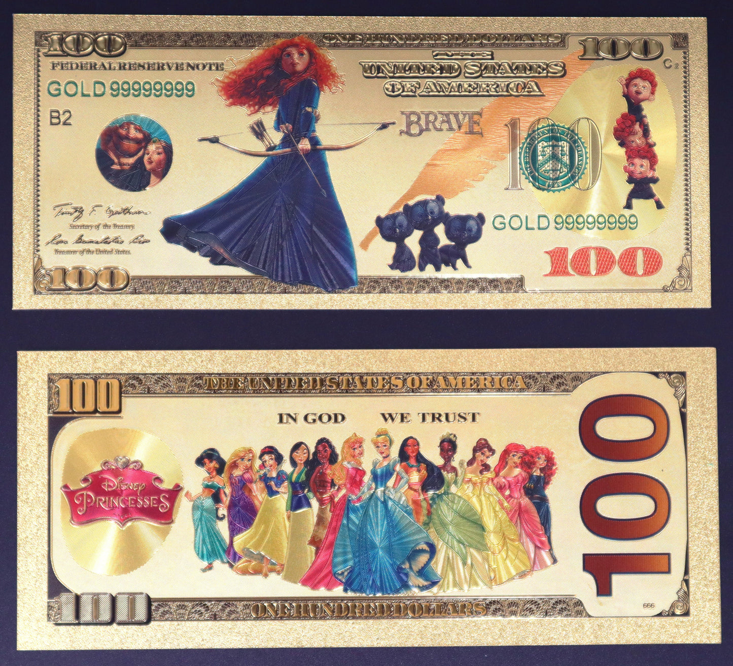 Disney Princesses Collectible Golden Foil Banknote