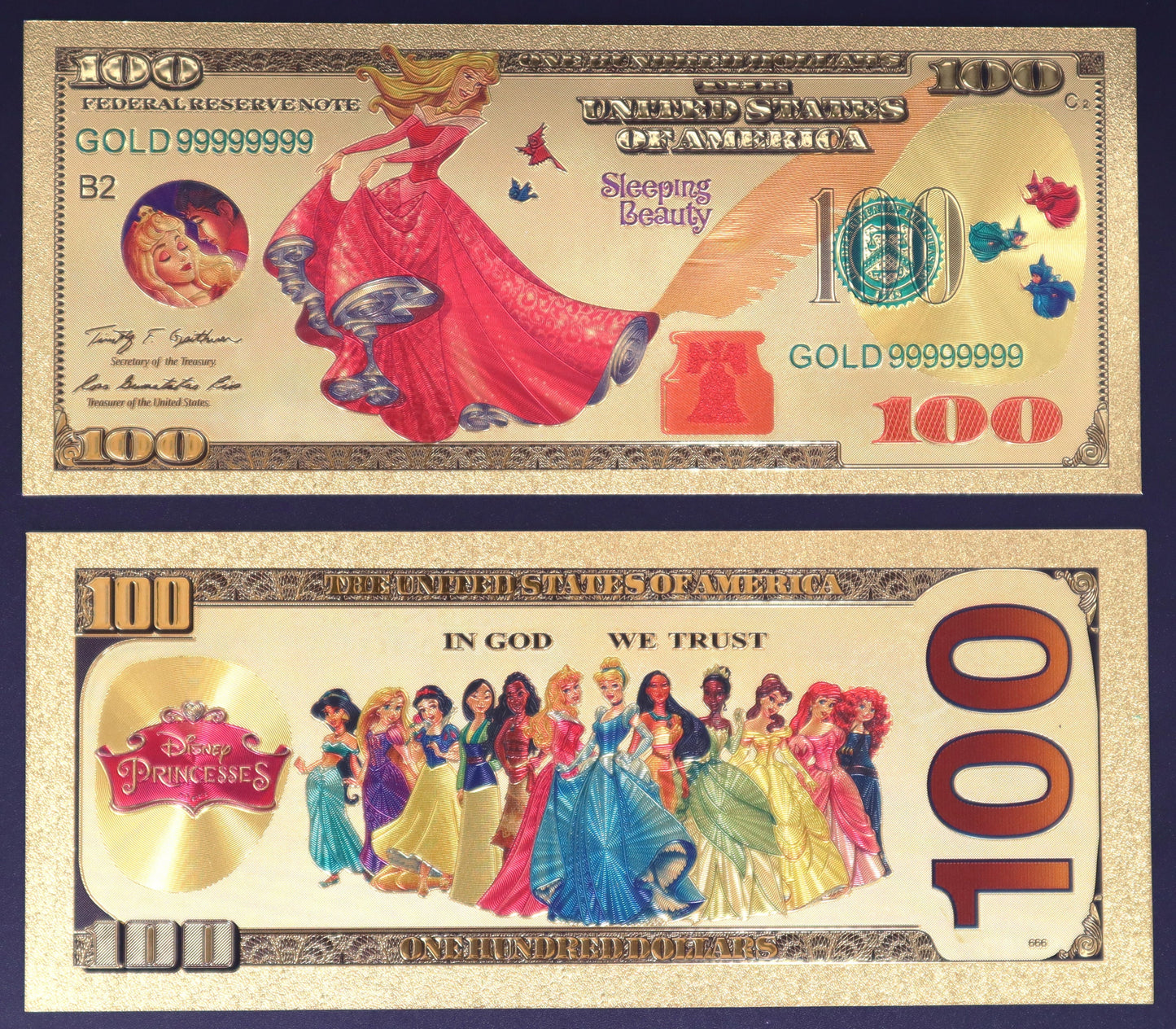 Disney Princesses Collectible Golden Foil Banknote