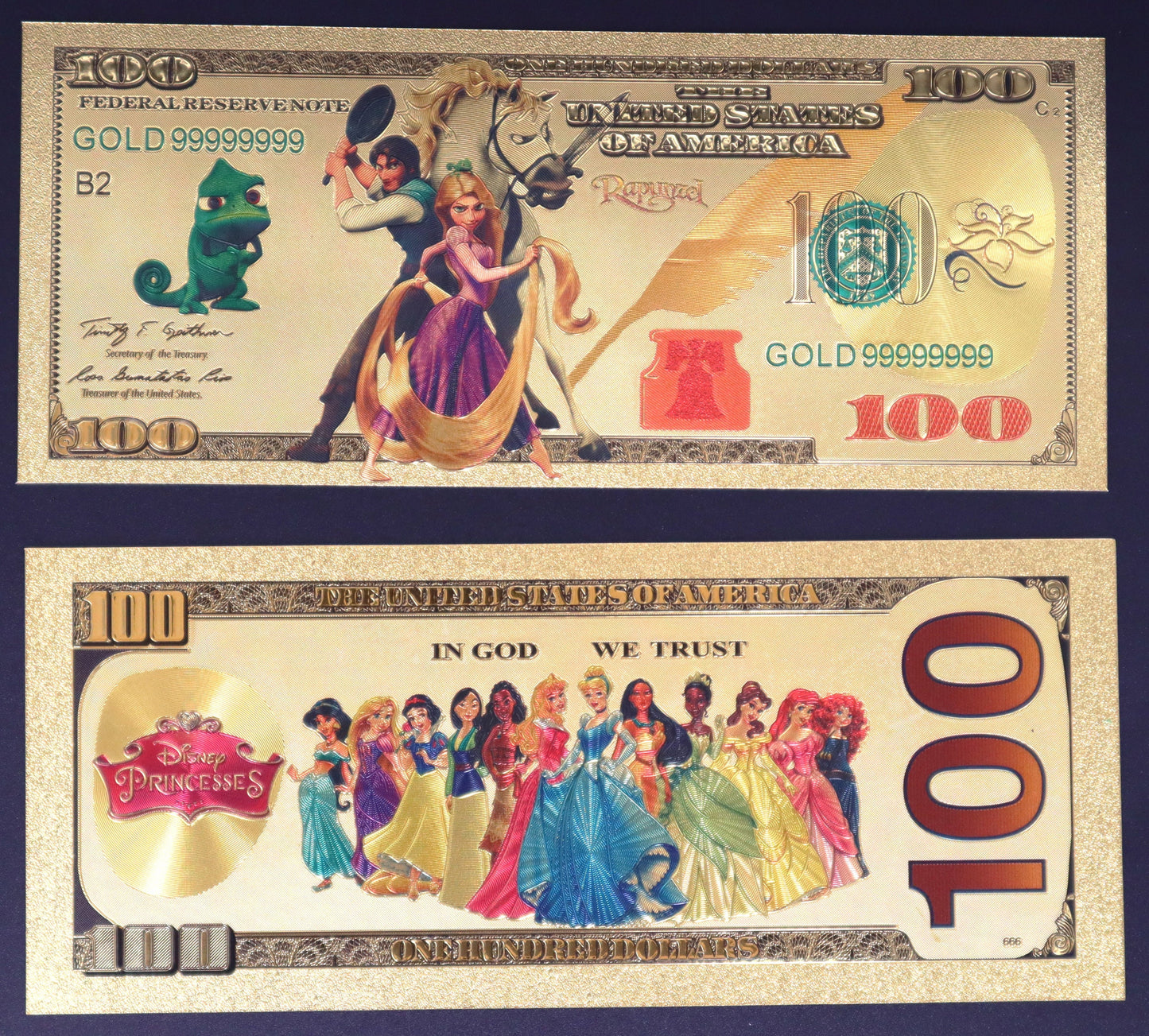 Disney Princesses Collectible Golden Foil Banknote