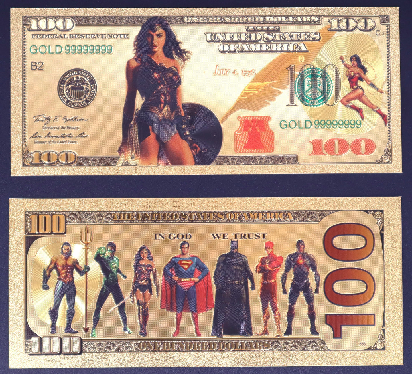 Justice League Collectible Golden Foil Banknotes
