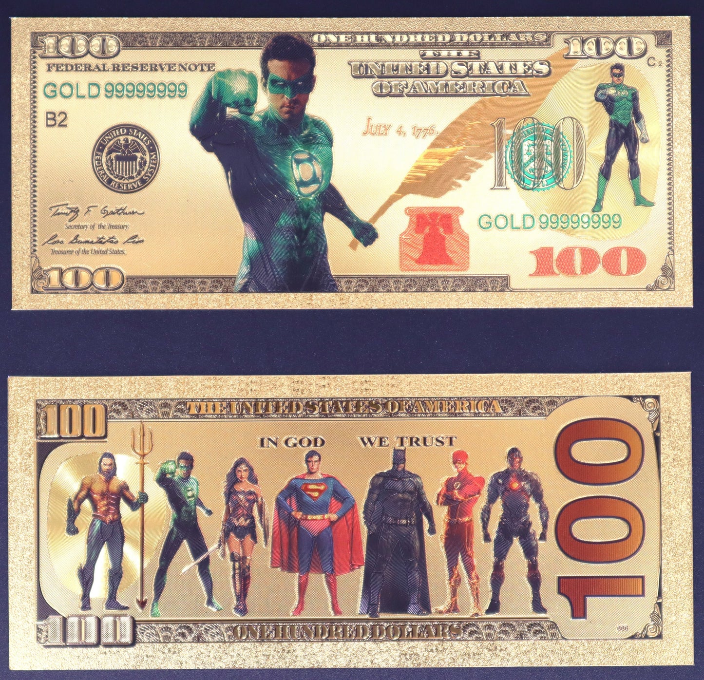 Justice League Collectible Golden Foil Banknotes