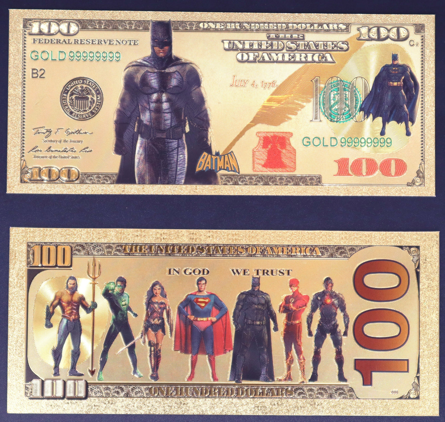 Justice League Collectible Golden Foil Banknotes