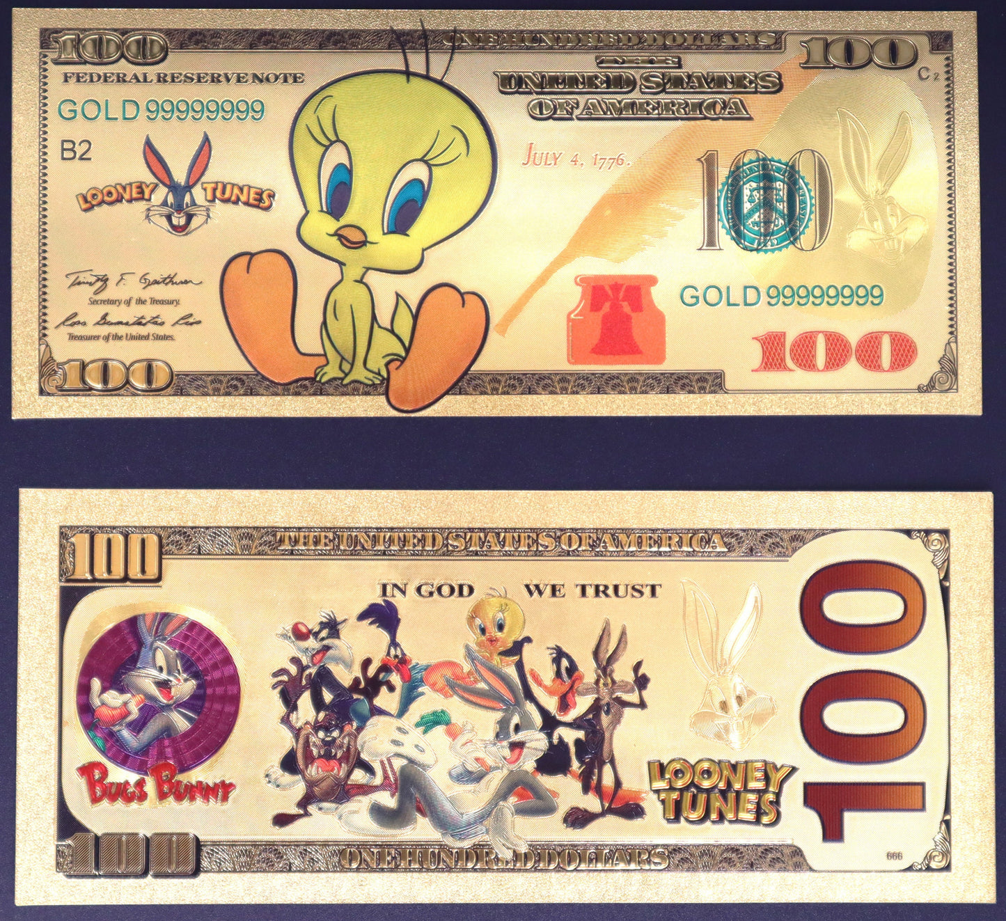 Looney Tunes Collectible Golden Foil Banknotes