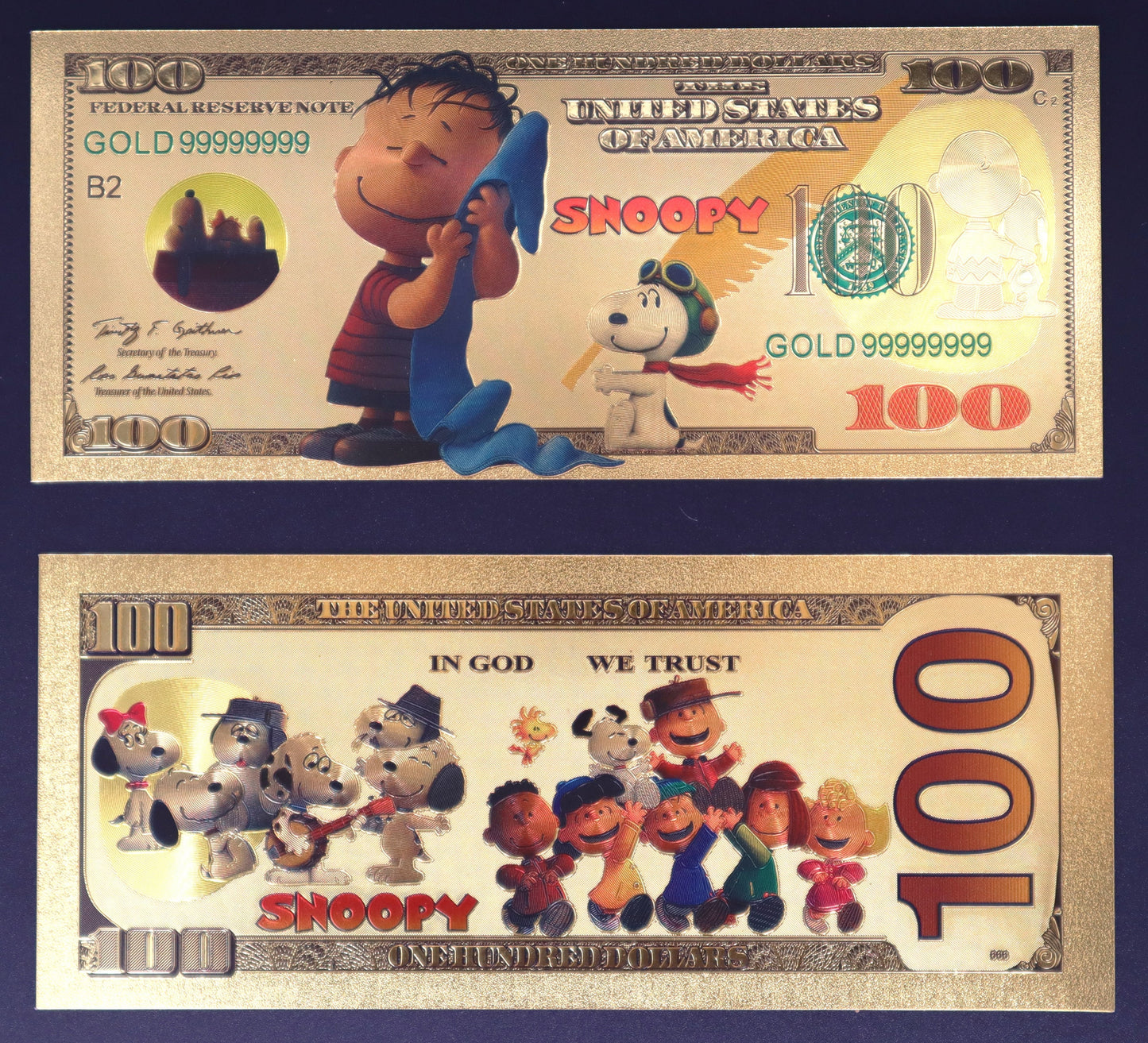Charlie Brown - Snoopy Collectible Golden Foil Banknotes