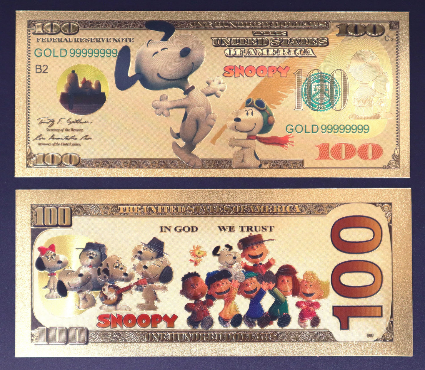 Charlie Brown - Snoopy Collectible Golden Foil Banknotes